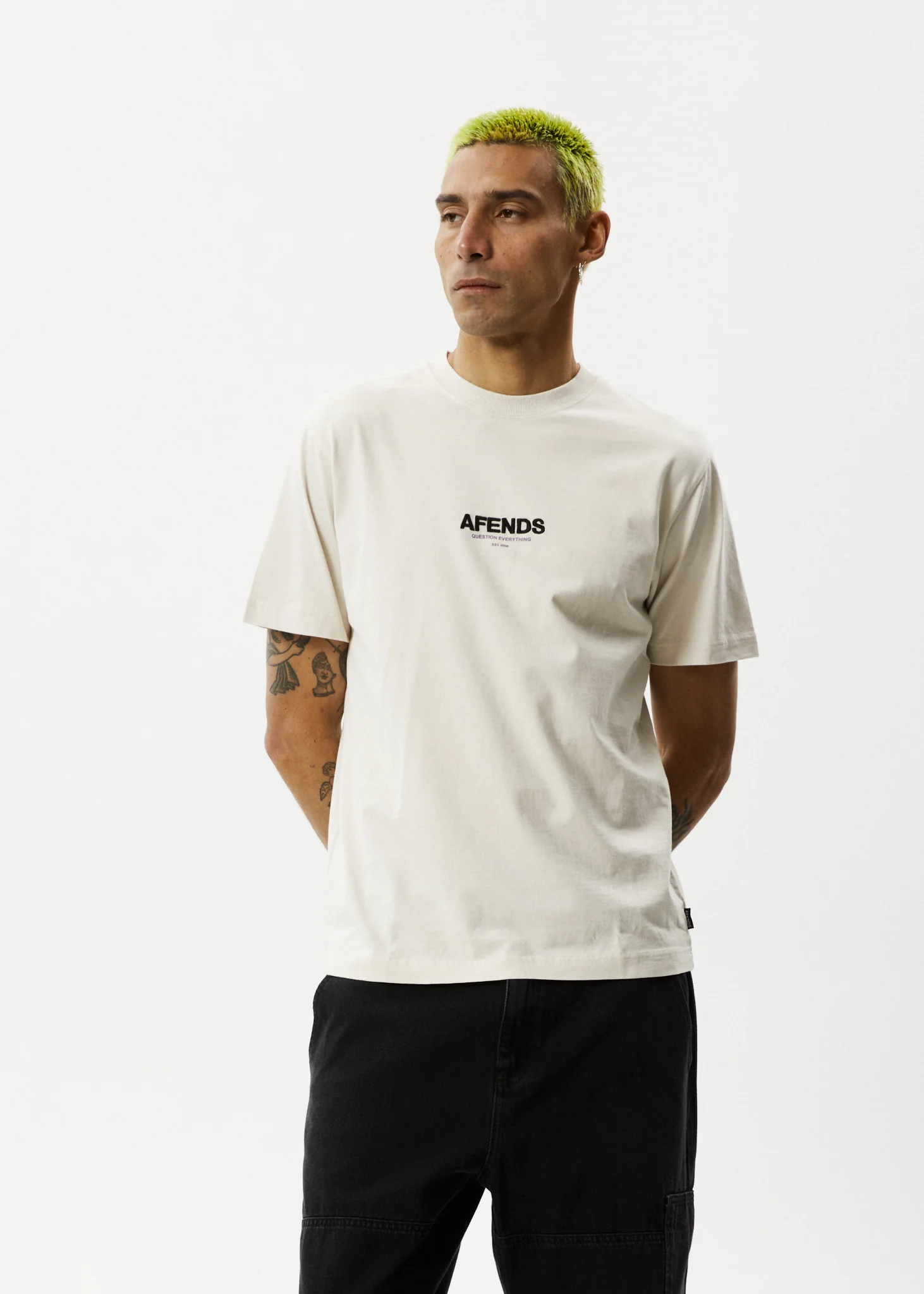 AFENDS Mens Vinyl - Retro Tee - Moonbeam - Image 2