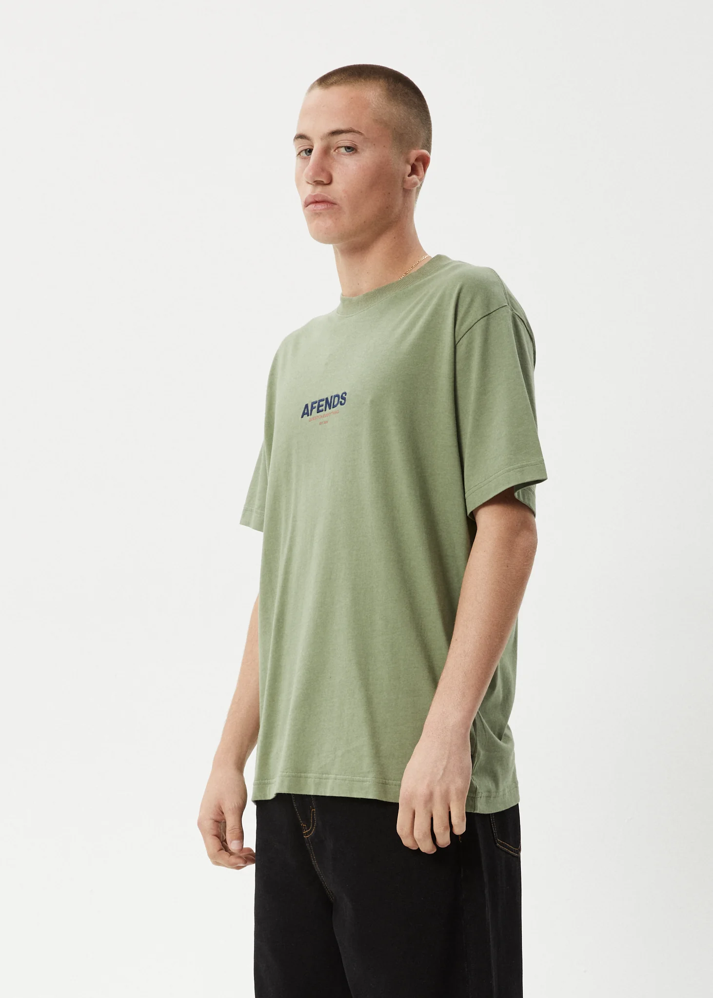 AFENDS Mens Vinyl - Retro Tee - Oil Green - Image 3