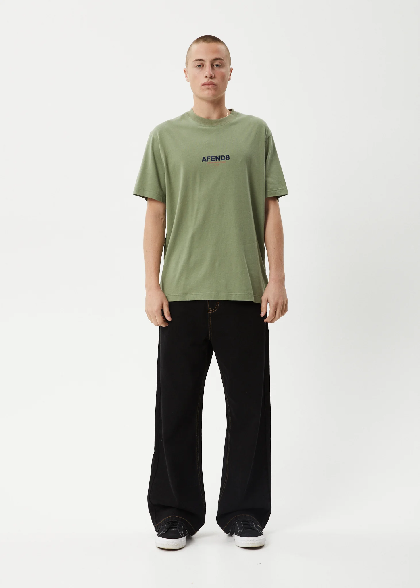 AFENDS Mens Vinyl - Retro Tee - Oil Green - Image 7