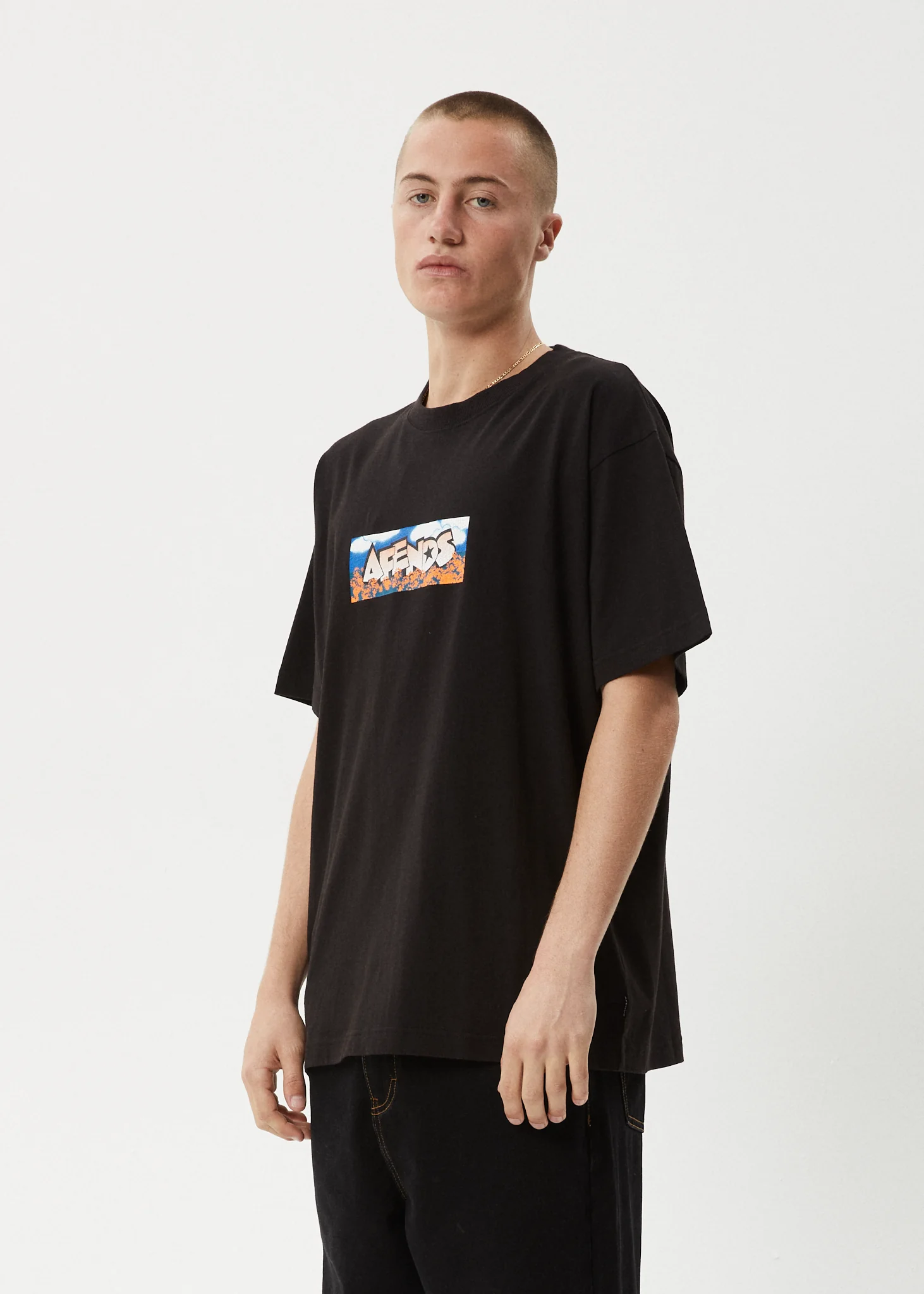 AFENDS Mens Wall Flower - Boxy Tee - Black - Image 4