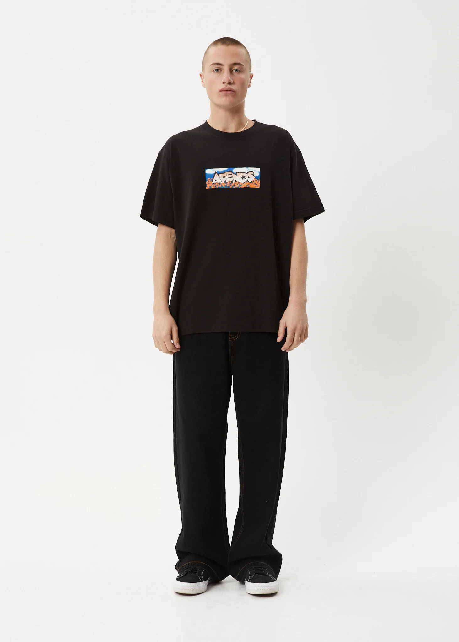 AFENDS Mens Wall Flower - Boxy Tee - Black - Image 9