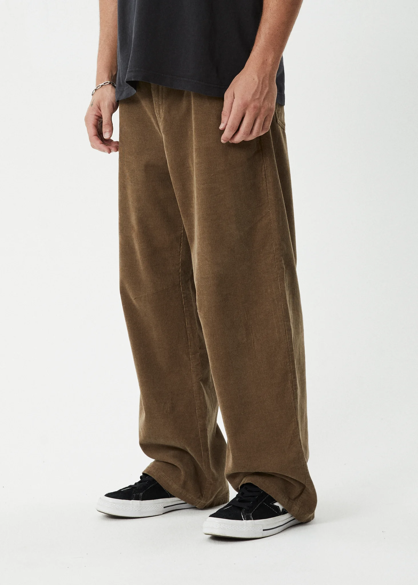 AFENDS Mens Welcome Back - Corduroy Baggy Pant - Fossil - Image 4