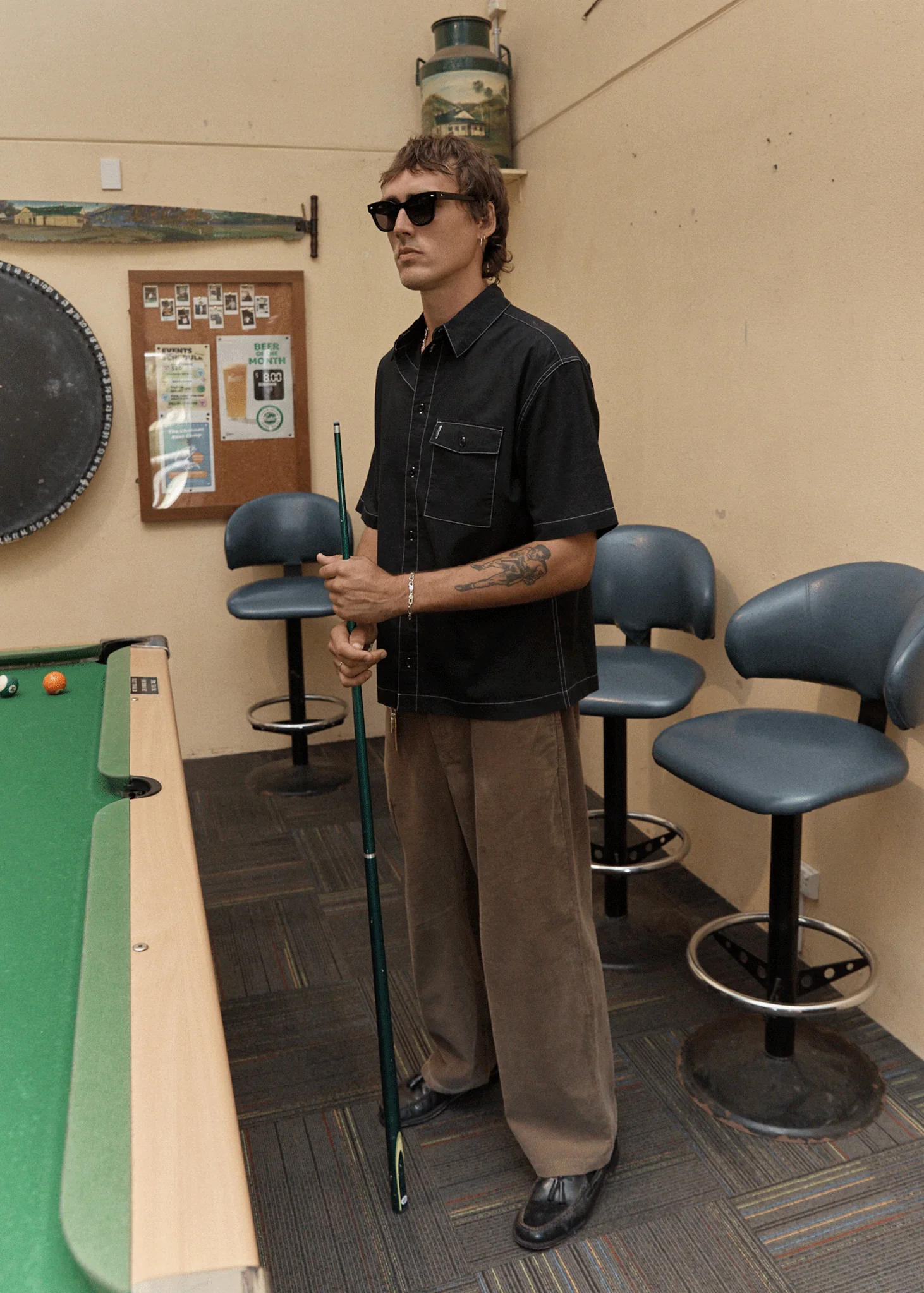 AFENDS Mens Welcome Back - Corduroy Baggy Pant - Fossil - Image 7