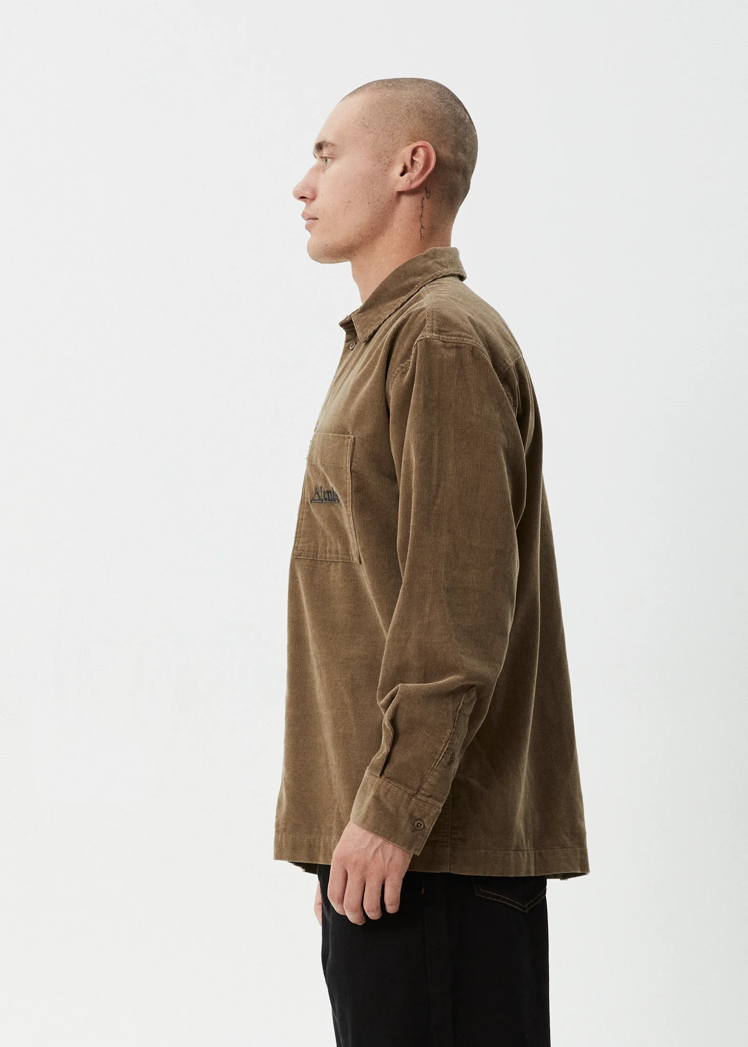 AFENDS Mens Welcome Back - Long Sleeve Shirt - Fossil - Image 4