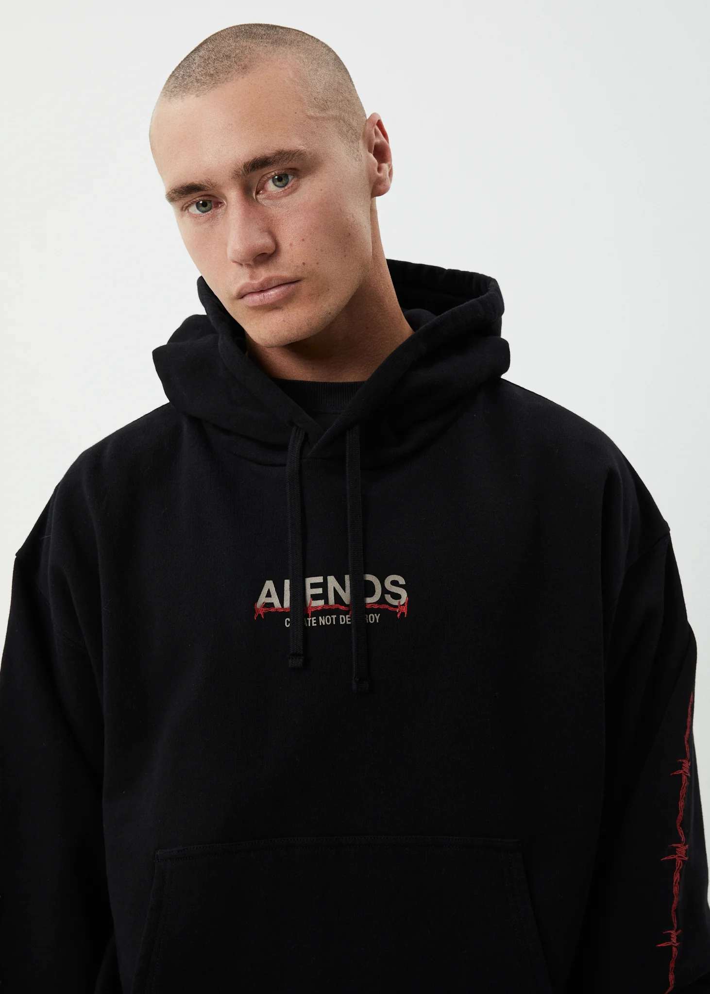 AFENDS Mens Wired - Boxy Hoodie - Black - Image 8