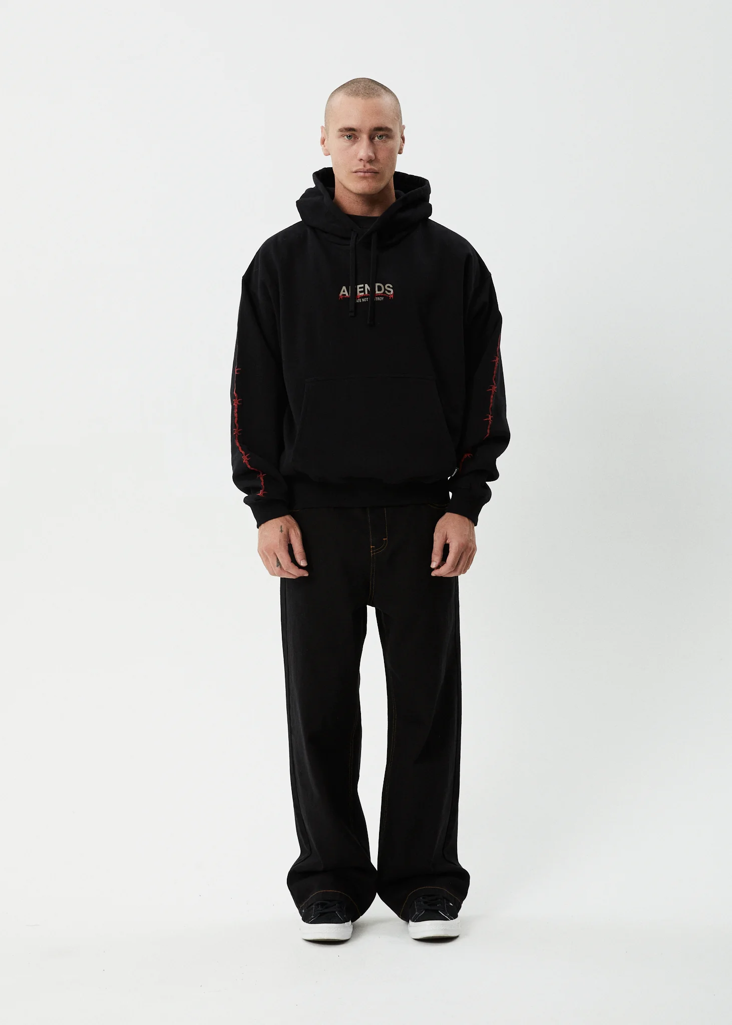 AFENDS Mens Wired - Boxy Hoodie - Black - Image 9
