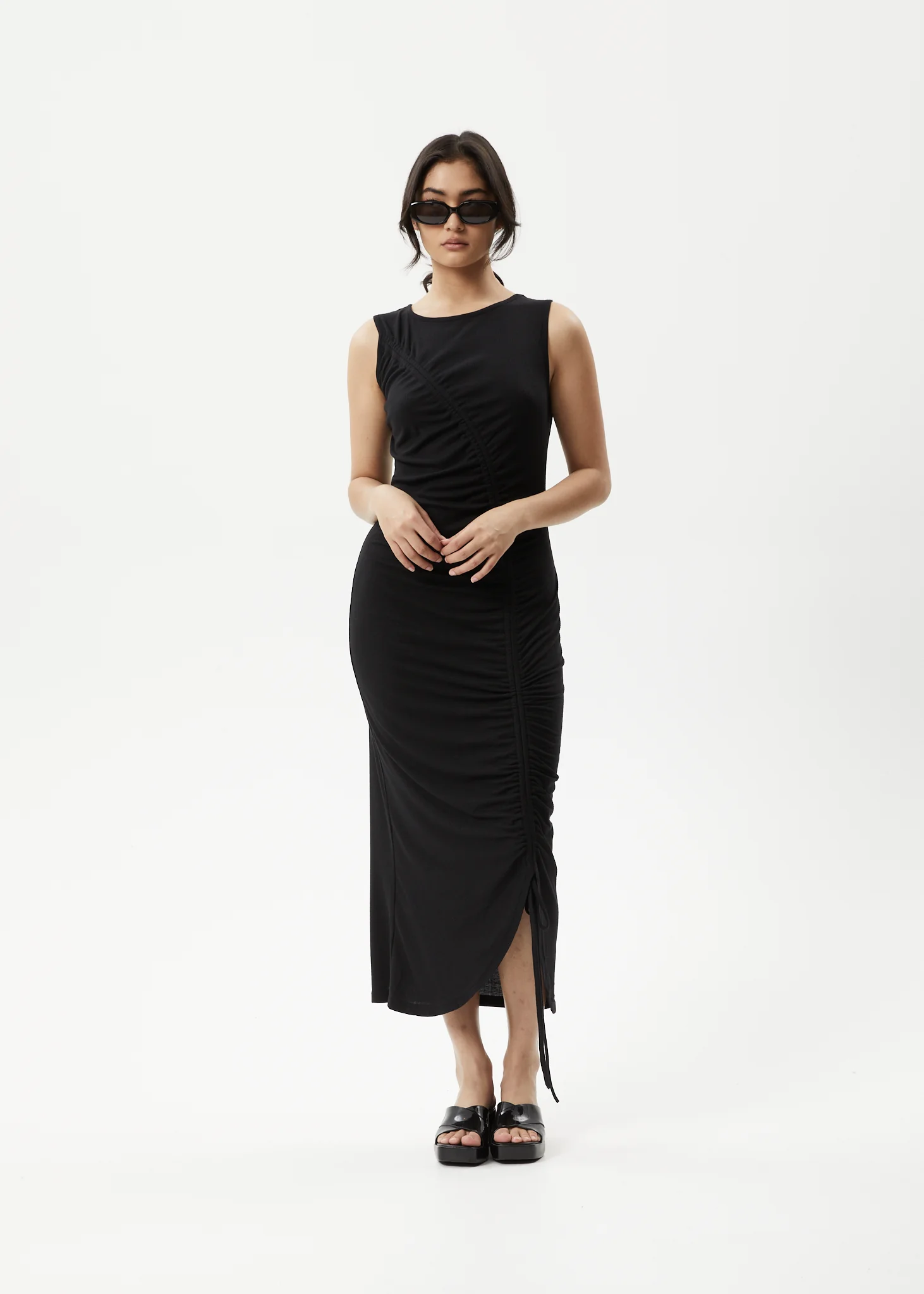 AFENDS Womens Mirage Bamboo - Sheer Maxi Dress - Black - Image 3