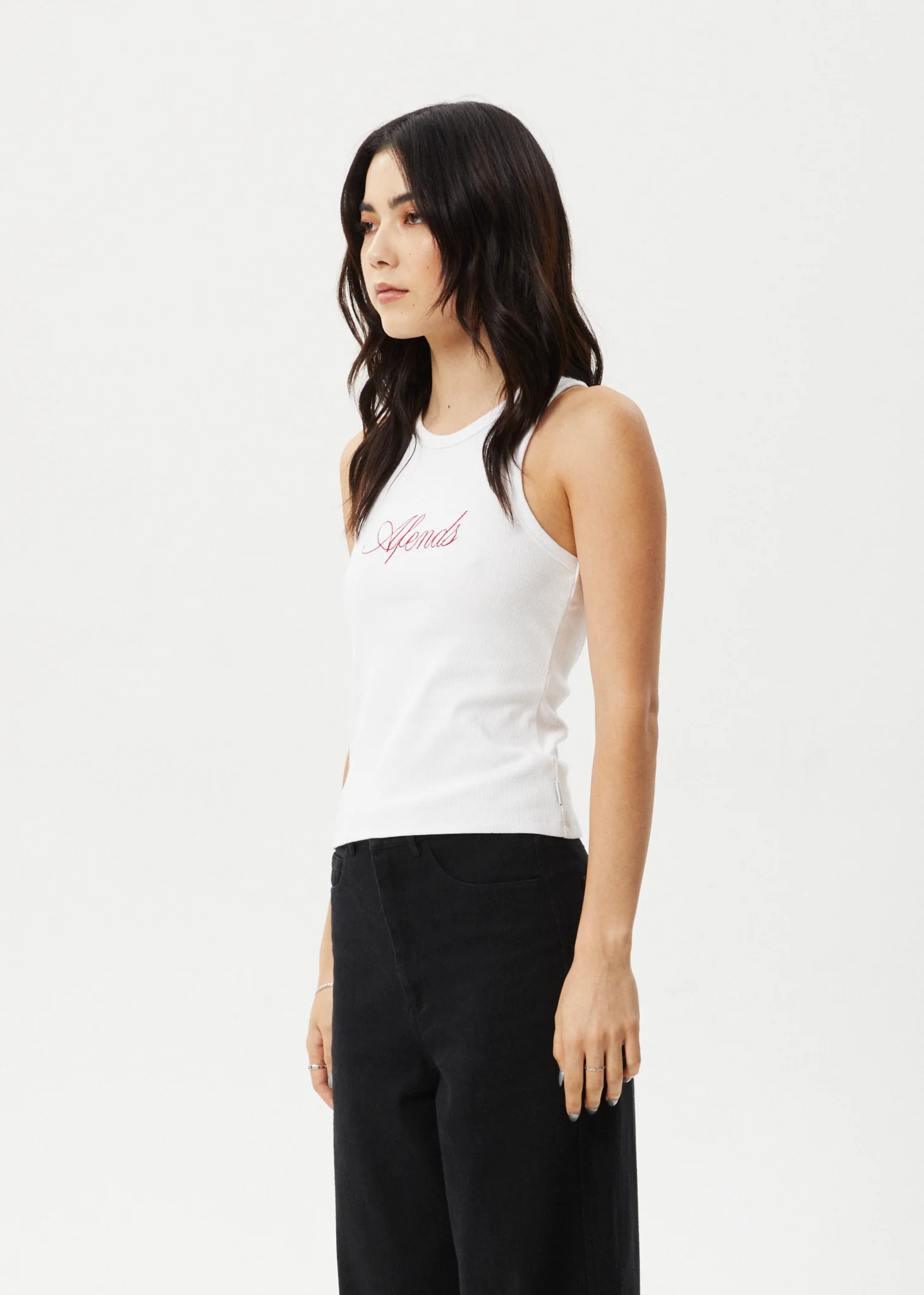 AFENDS Womens Notice - Rib Singlet - White - Image 3