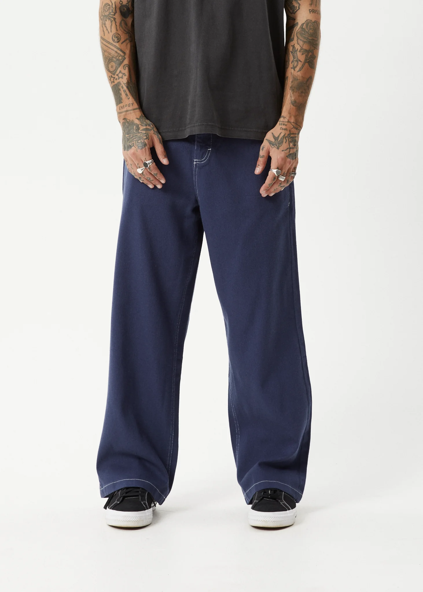 AFENDS Mens Pablo - Baggy Pant - Navy - Image 2