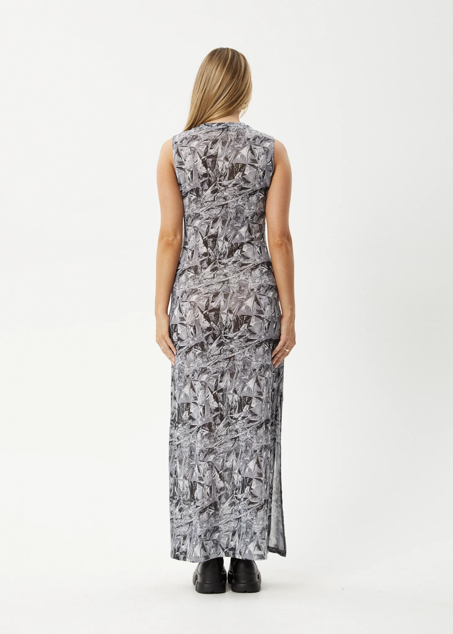 AFENDS Womens Silver Lining - Sheer Dress - Chrome - Image 6