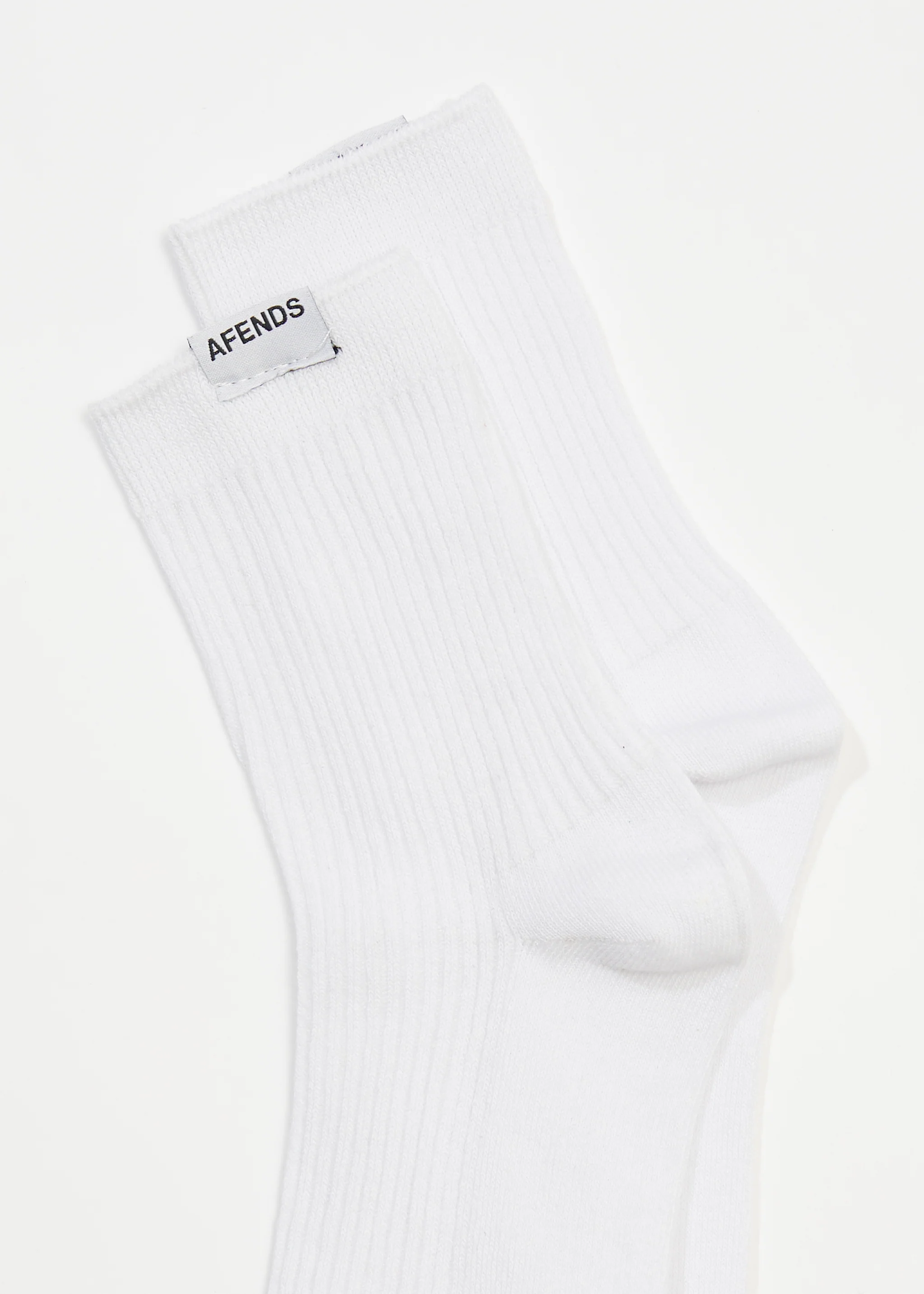 AFENDS Unisex The Essential - Rib Socks - White - Image 2