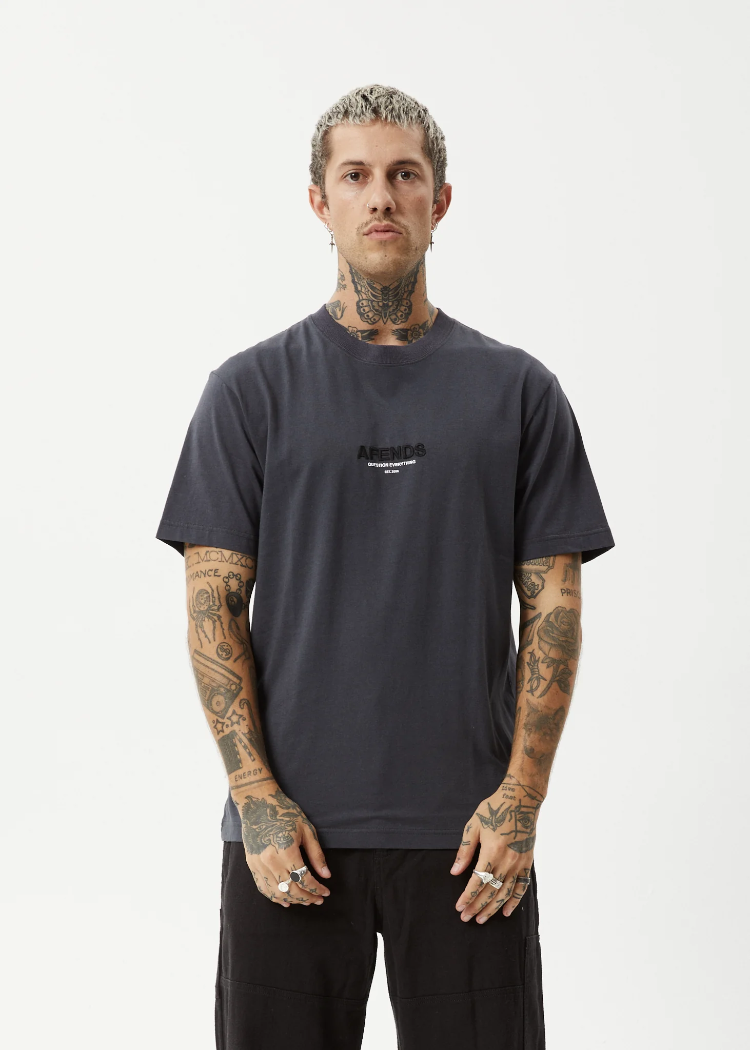 AFENDS Mens Vinyl - Retro Tee - Charcoal - Image 2
