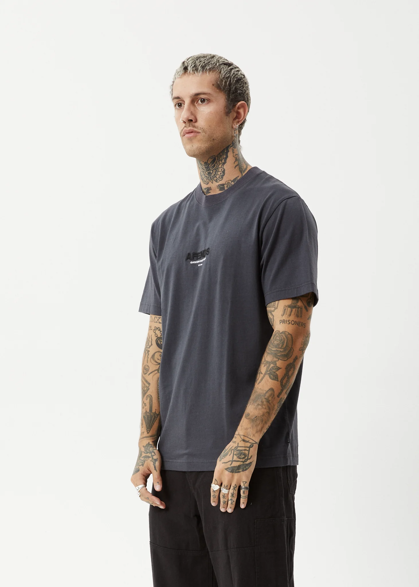 AFENDS Mens Vinyl - Retro Tee - Charcoal - Image 3