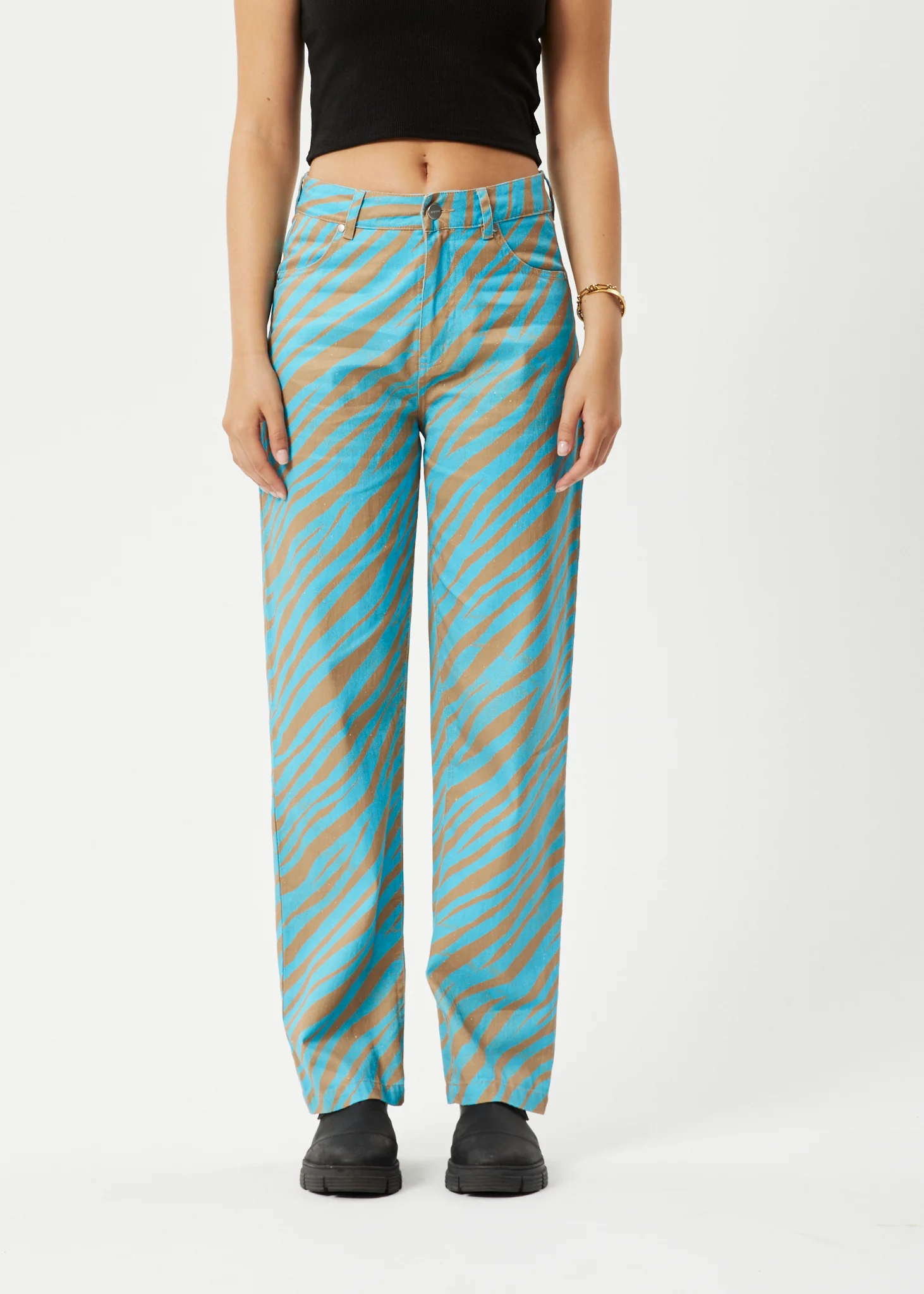 AFENDS Womens Adi Shelby - Wide Leg Pant - Blue Stripe - Image 2