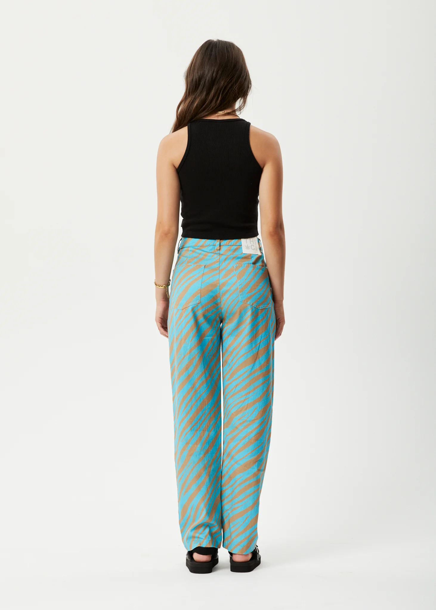 AFENDS Womens Adi Shelby - Wide Leg Pant - Blue Stripe - Image 4