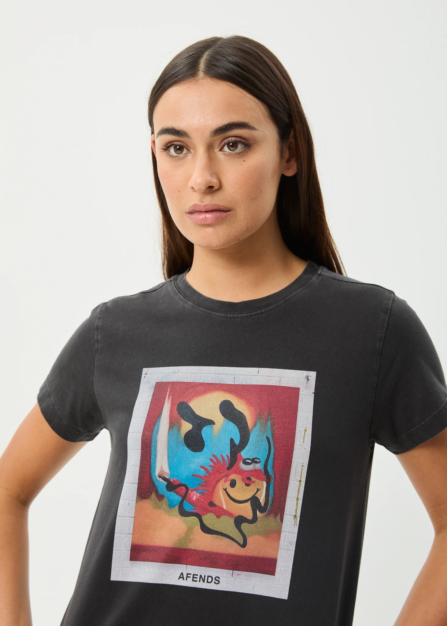 AFENDS Womens Apocalypso - Regular Tee - Stone Black - Image 6