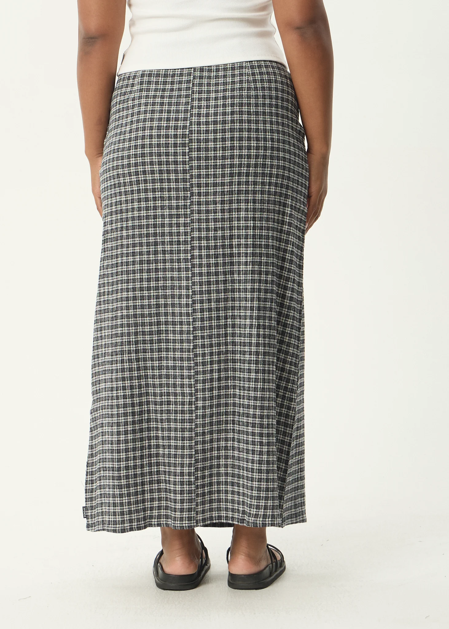 AFENDS Womens Lita - Seersucker Maxi Skirt - Asta Steel Check - Image 10