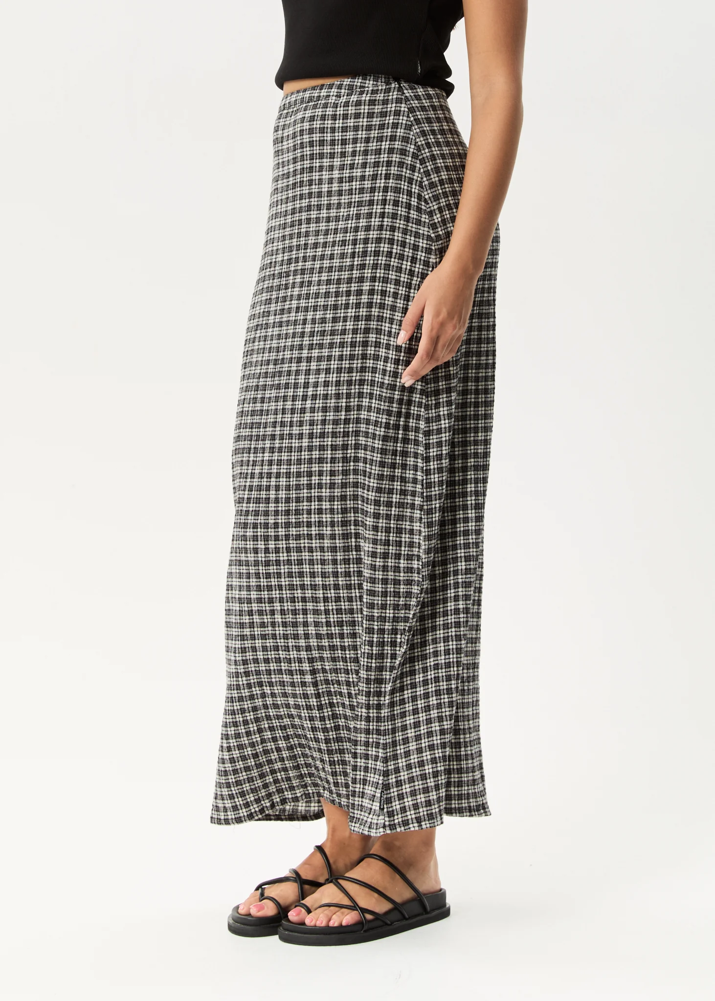 AFENDS Womens Lita - Seersucker Maxi Skirt - Asta Steel Check - Image 5