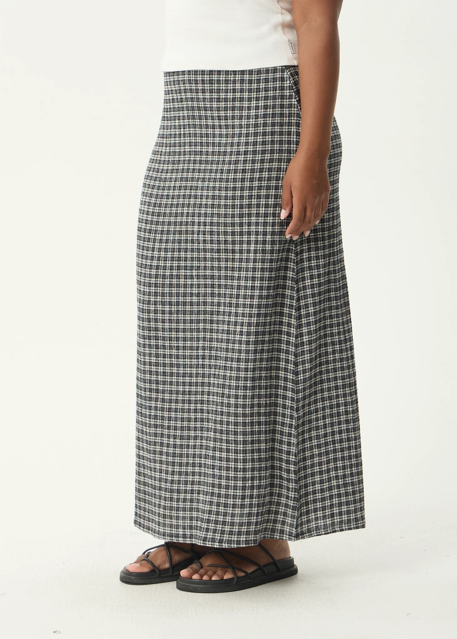 AFENDS Womens Lita - Seersucker Maxi Skirt - Asta Steel Check - Image 6