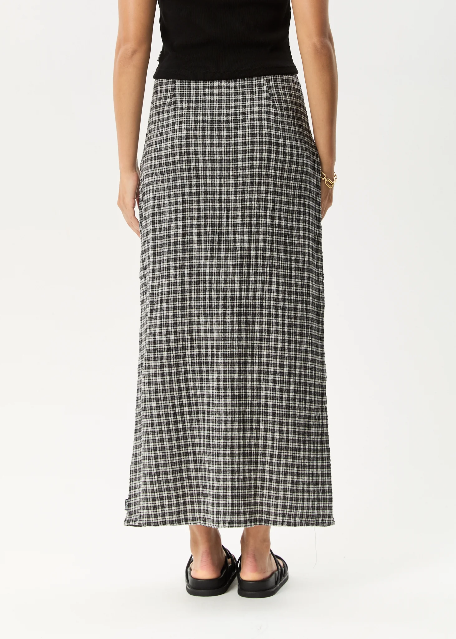AFENDS Womens Lita - Seersucker Maxi Skirt - Asta Steel Check - Image 9