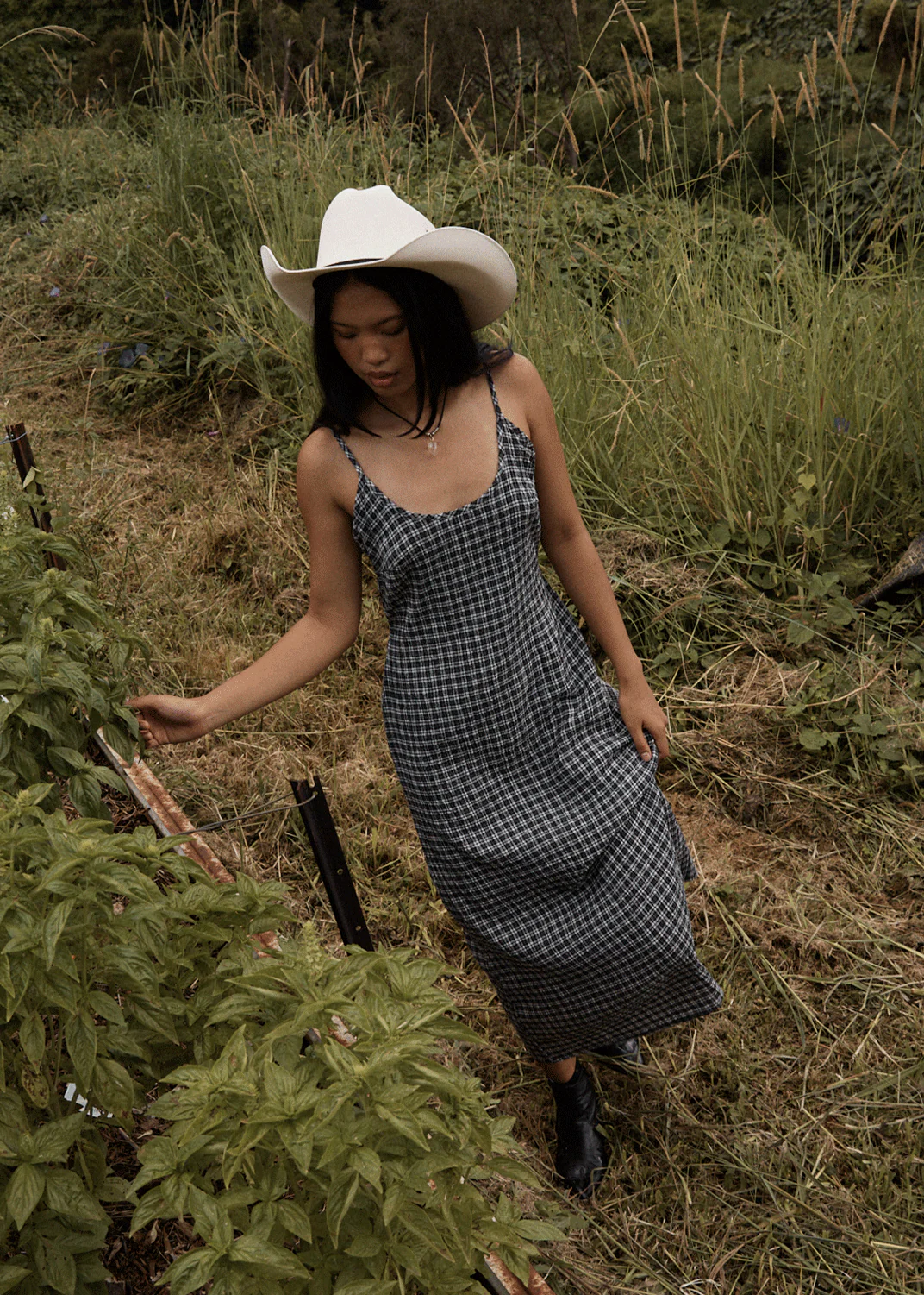 AFENDS Womens Rumi - Seersucker Midi Dress - Steel Check - Image 8