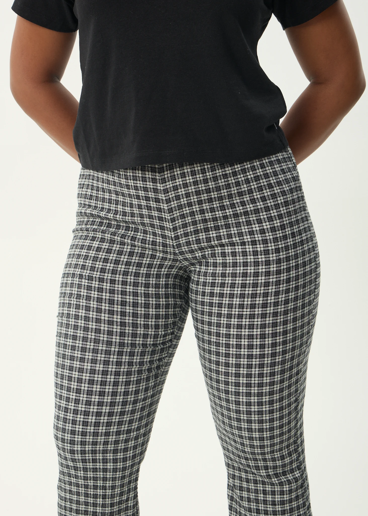 AFENDS Womens Asta - Seersucker Flare Pant - Steel Check - Image 14
