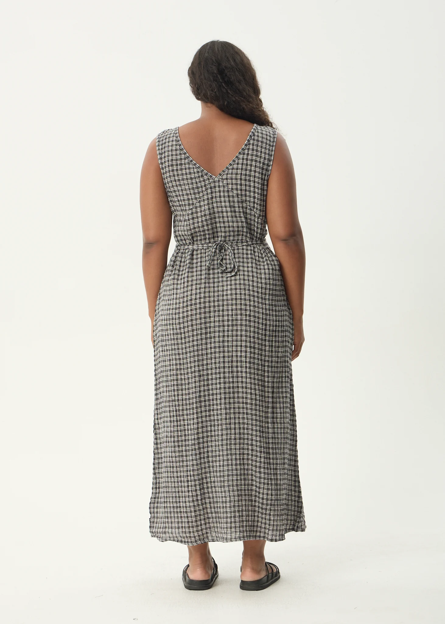AFENDS Womens Tully - Seersucker Maxi Dress - Asta Steel Check - Image 10