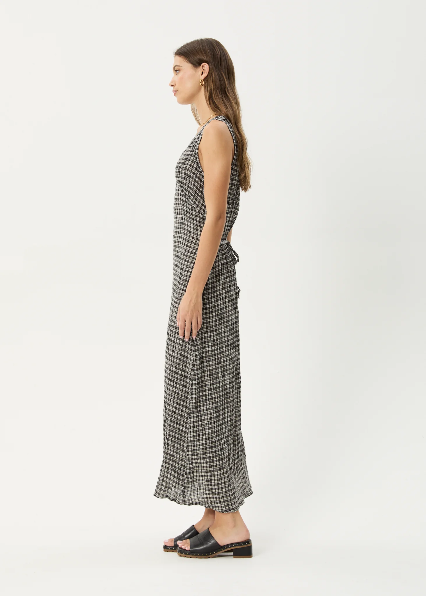 AFENDS Womens Tully - Seersucker Maxi Dress - Asta Steel Check - Image 7