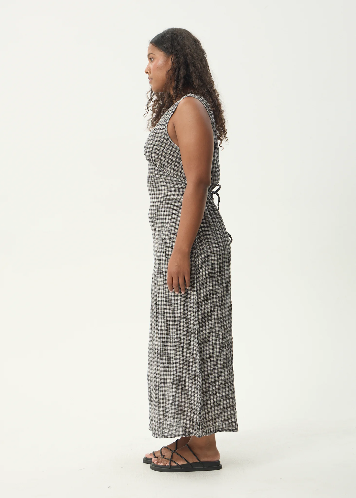 AFENDS Womens Tully - Seersucker Maxi Dress - Asta Steel Check - Image 8