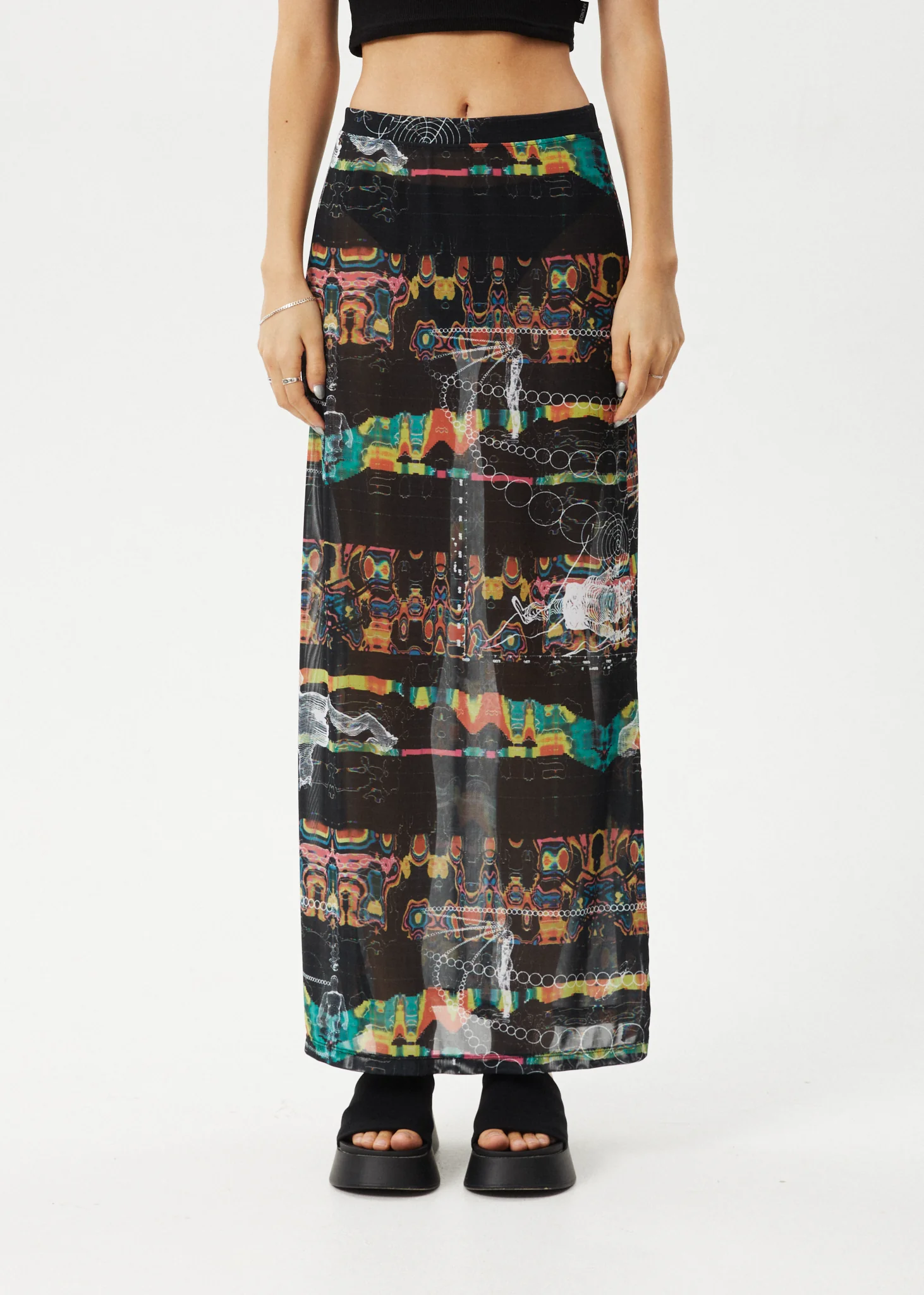 AFENDS Womens Astral - Sheer Maxi Skirt - Black - Image 2