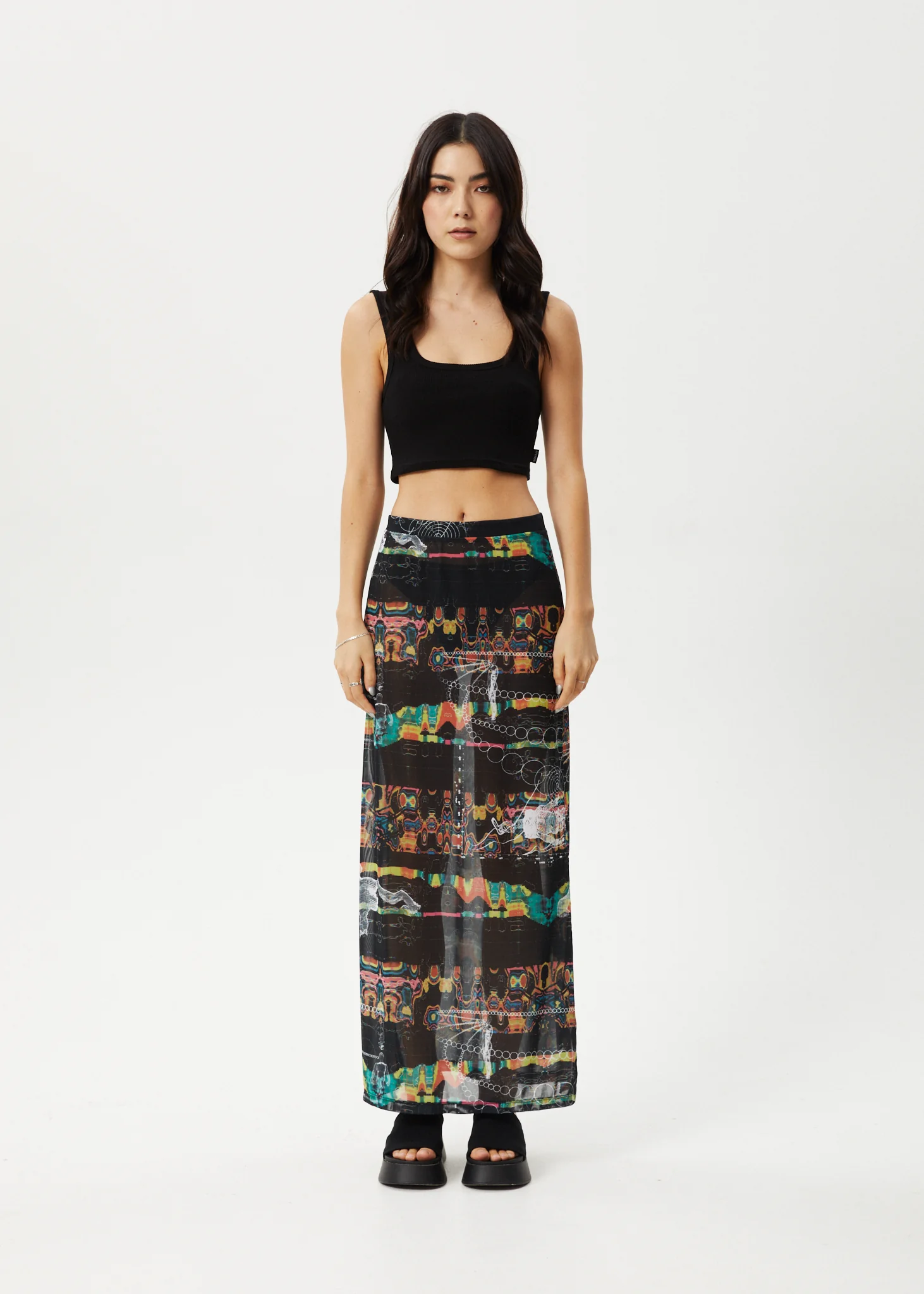 AFENDS Womens Astral - Sheer Maxi Skirt - Black - Image 3