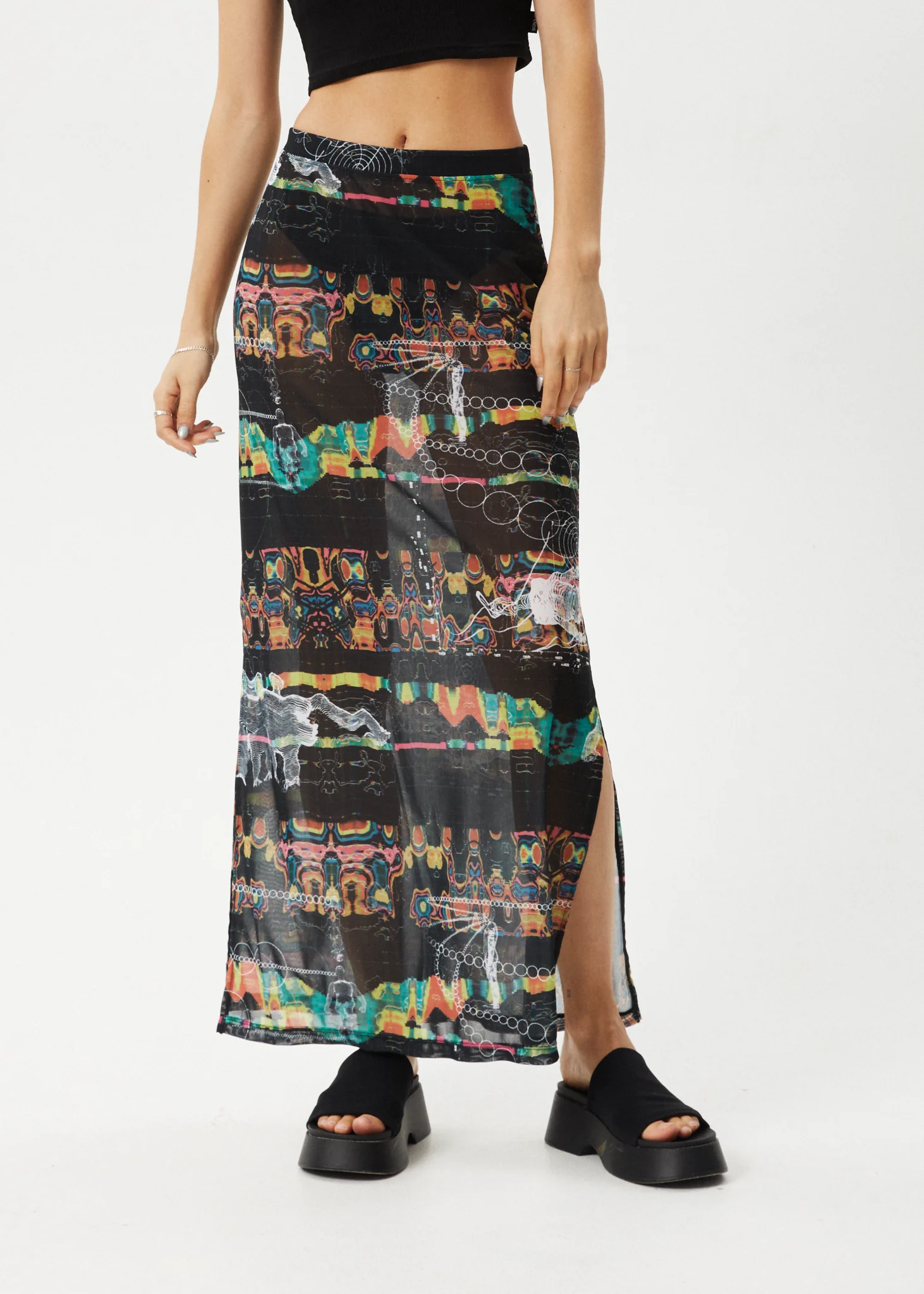AFENDS Womens Astral - Sheer Maxi Skirt - Black - Image 5