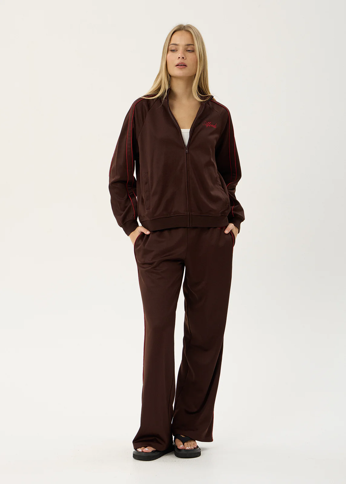 AFENDS Womens Avenue - Track Jacket - Coffee - Image 10