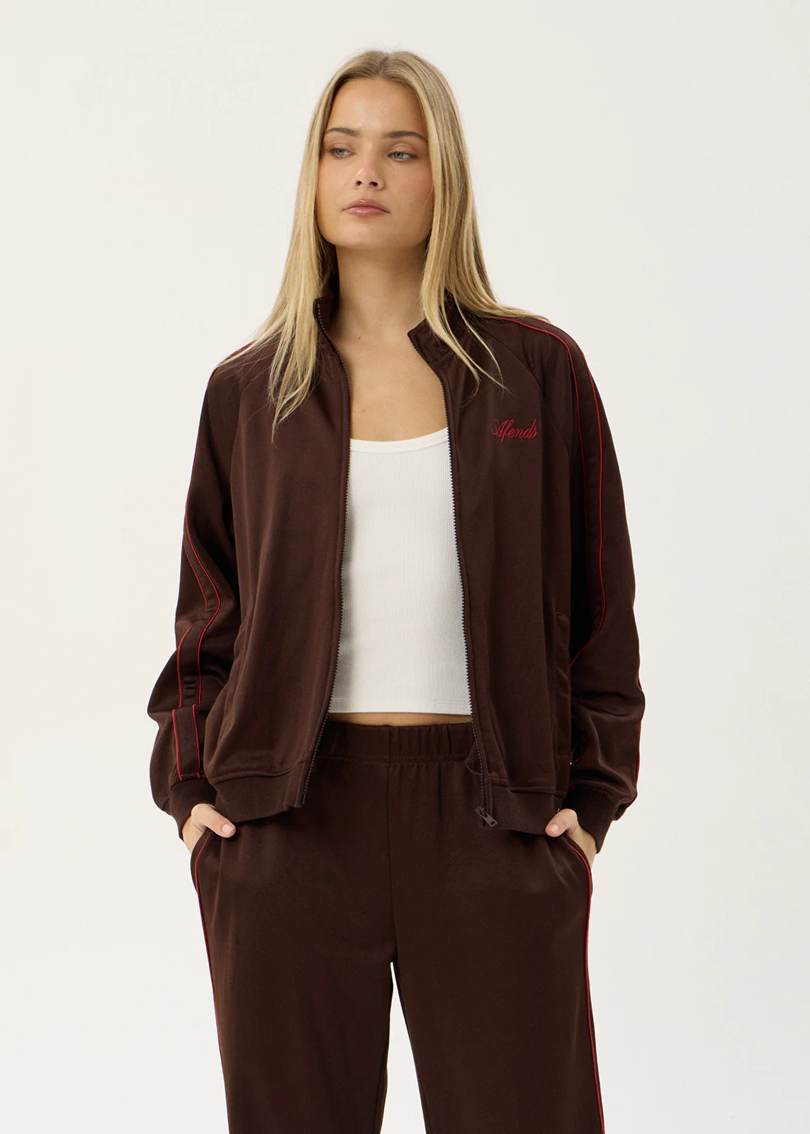 AFENDS Womens Avenue - Track Jacket - Coffee - Image 3