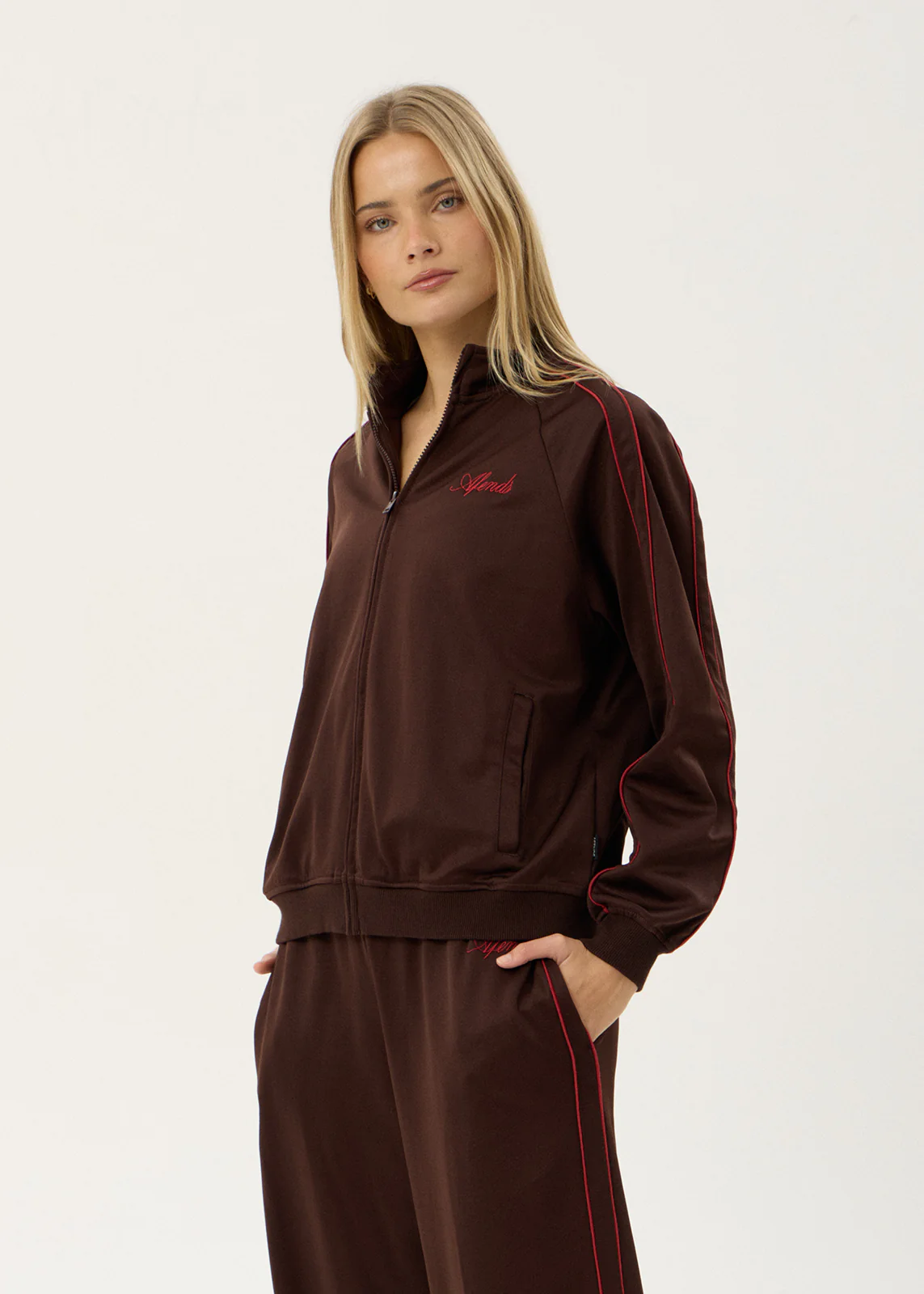 AFENDS Womens Avenue - Track Jacket - Coffee - Image 5