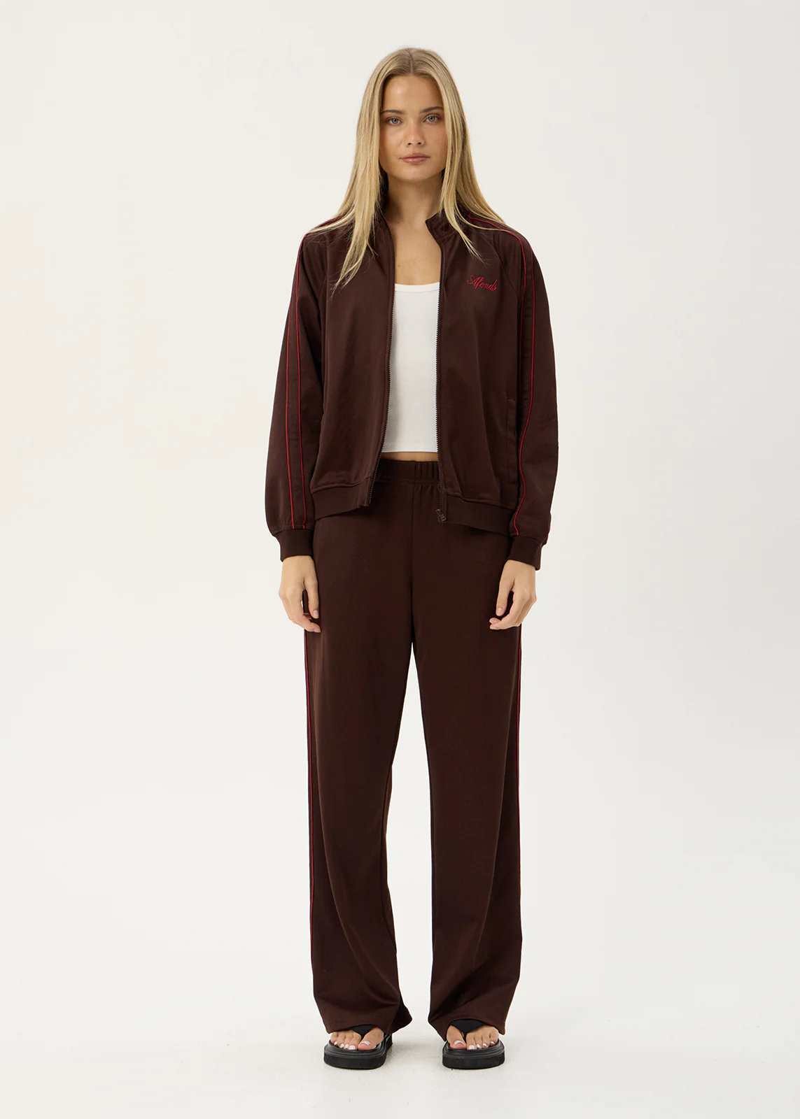 AFENDS Womens Avenue - Track Jacket - Coffee - Image 9