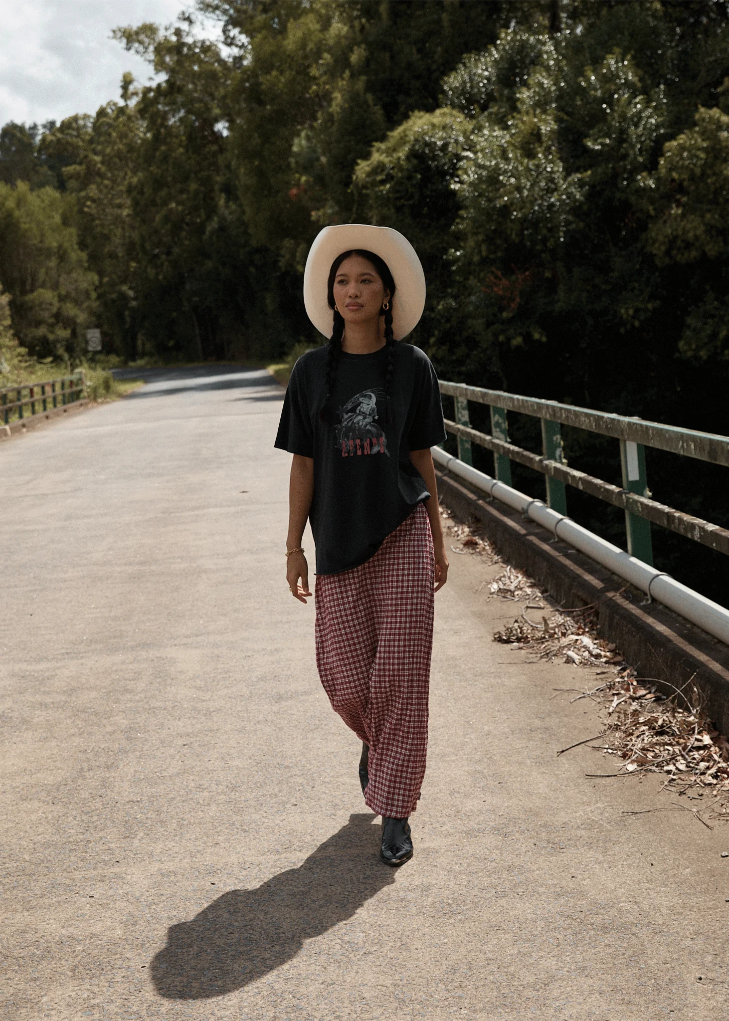 AFENDS Womens Lita - Seersucker Maxi Skirt - Base Burgundy Check - Image 7