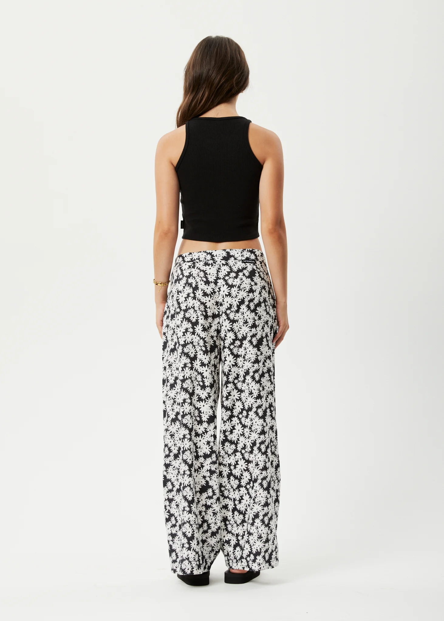 AFENDS Womens Benny Sienna - Wide Leg Pant - Black Daisy - Image 4