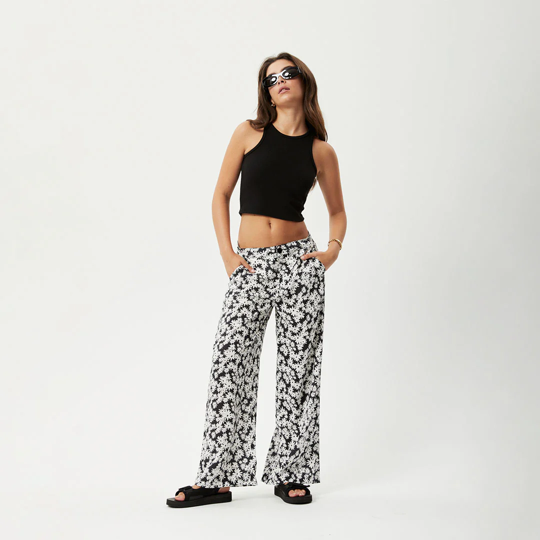 AFENDS Womens Benny Sienna - Wide Leg Pant - Black Daisy - Image 5