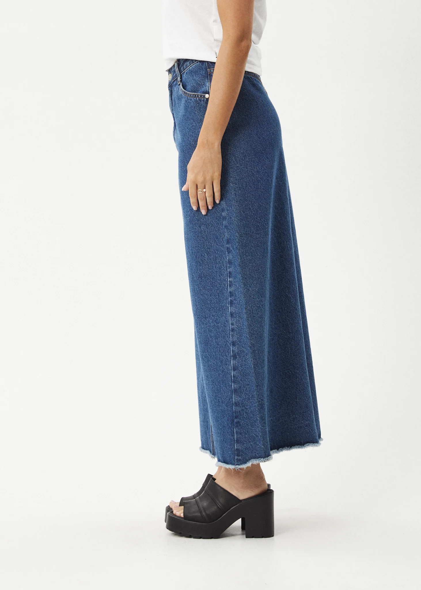 AFENDS Womens Chichi - Denim Midi Skirt - Authentic Blue - Image 5