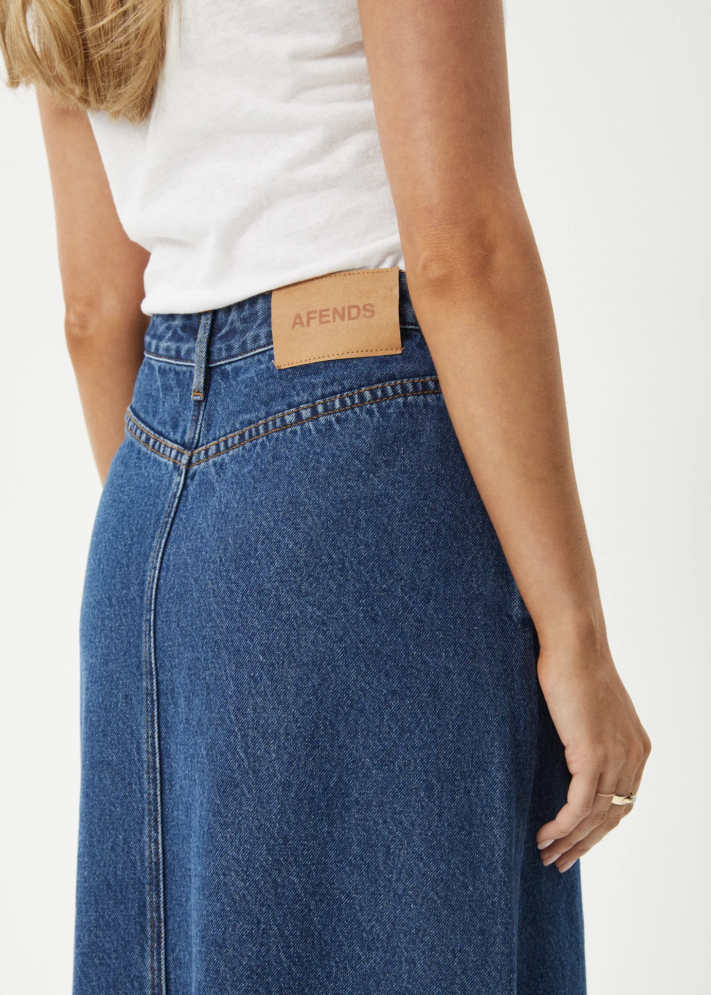 AFENDS Womens Chichi - Denim Midi Skirt - Authentic Blue - Image 7