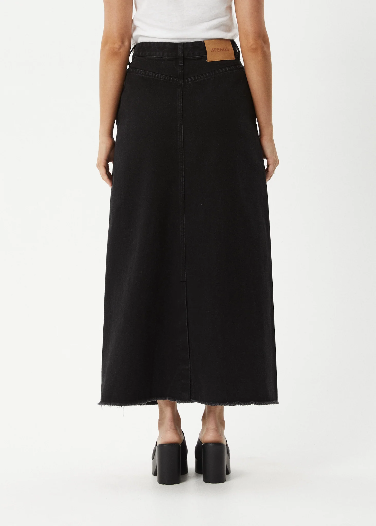 AFENDS Womens Chichi - Denim Midi Skirt - Washed Black - Image 6