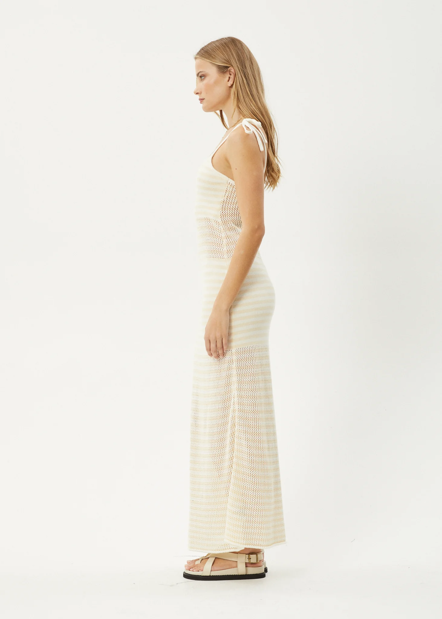 AFENDS Womens Claudia - Knit Maxi Dress - White / Sand - Image 4