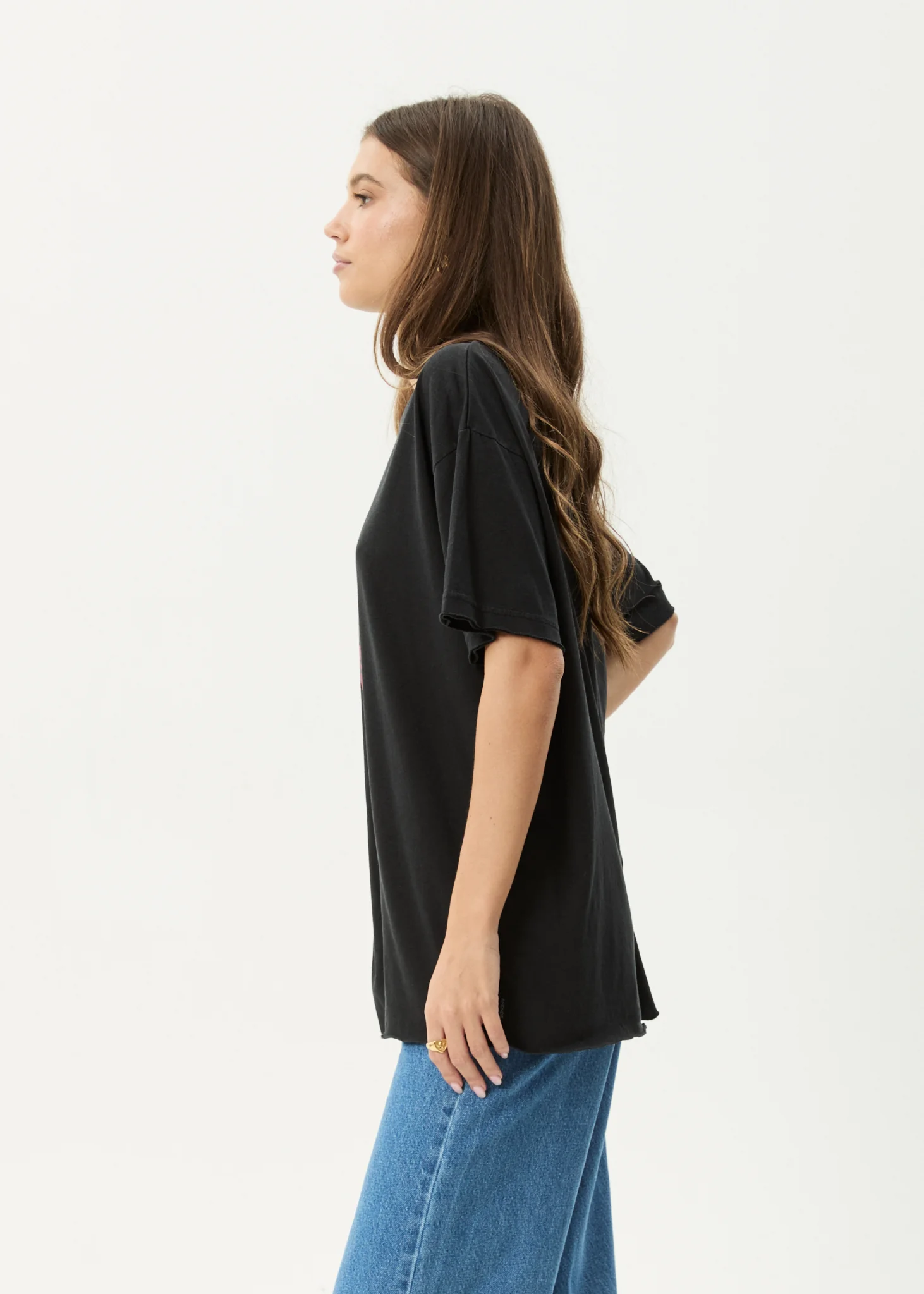 AFENDS Womens Cosmic Cow - Oversized Tee - Stone Black - Image 4