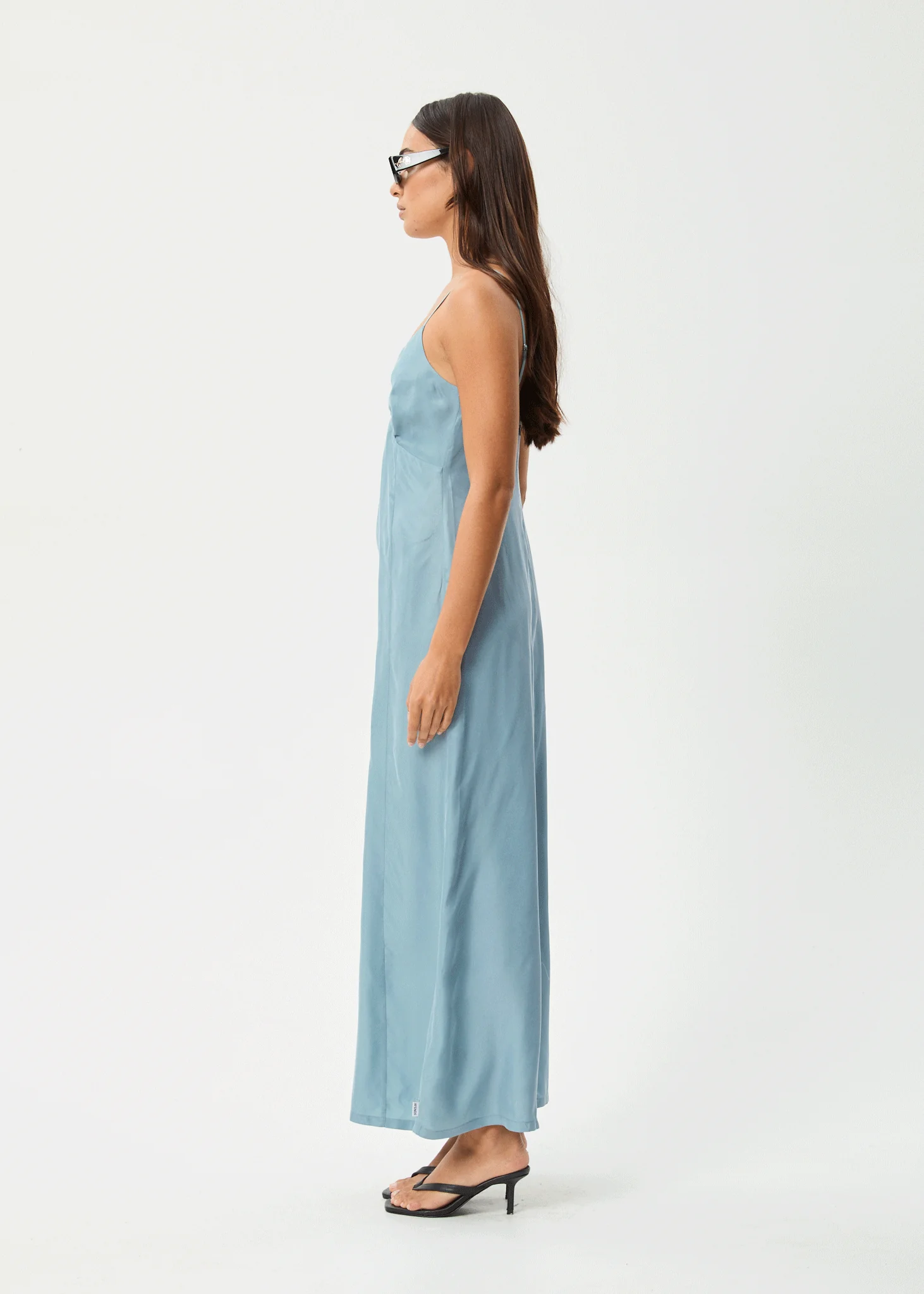 AFENDS Womens Delia - Cupro Maxi Dress - Ether Blue - Image 4
