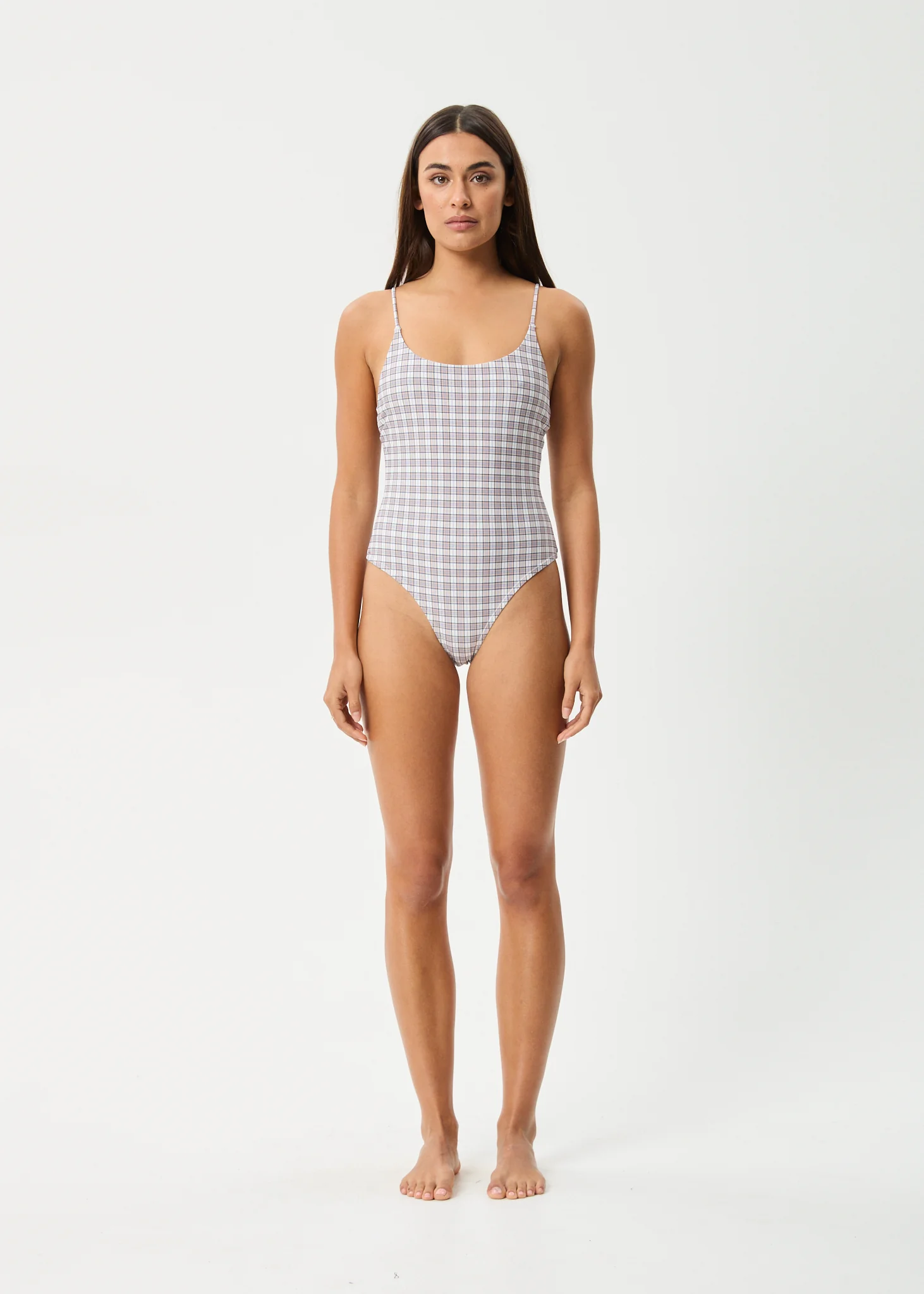 AFENDS Womens Drew Check - One Piece - Taupe Check - Image 8
