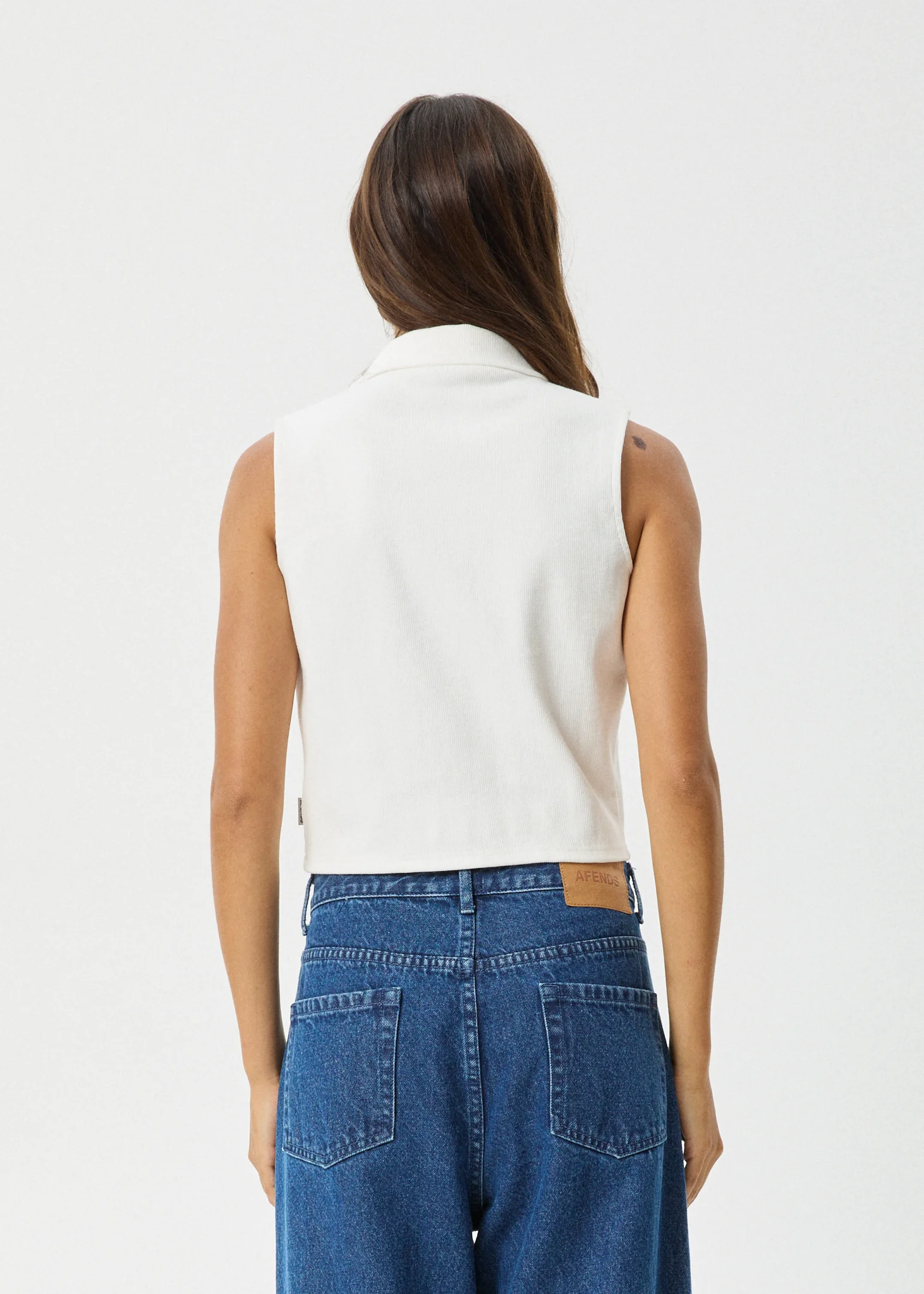 AFENDS Womens Eliza - Rib Sleeveless Shirt - White - Image 5