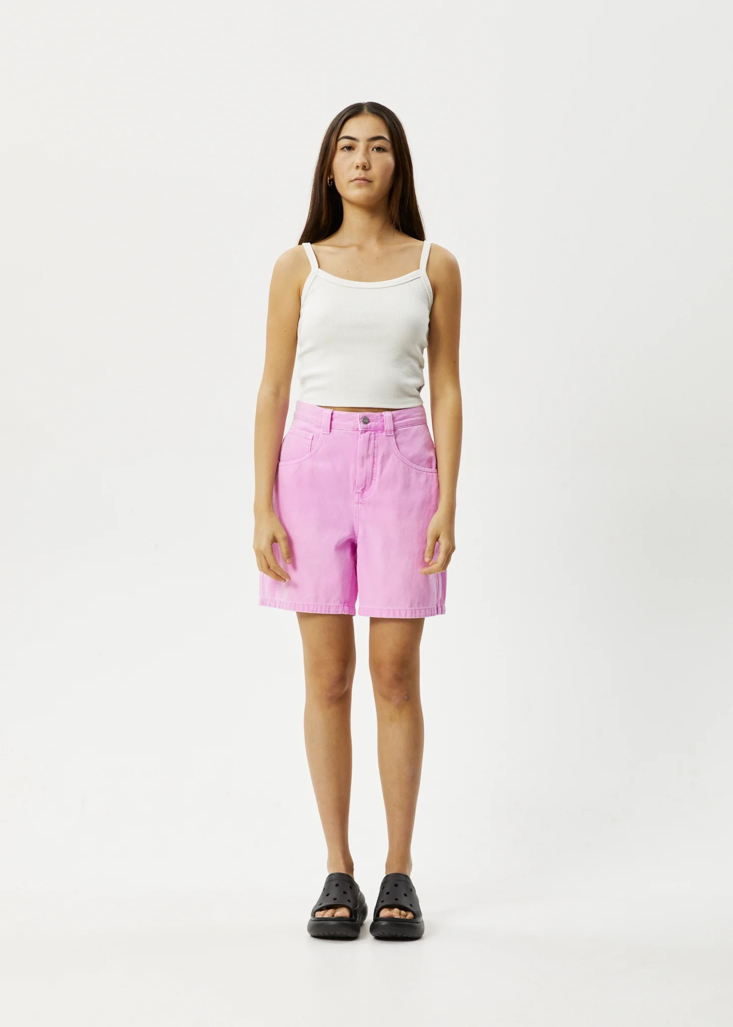 AFENDS Womens Emilie - Denim Workwear Short - Faded Candy