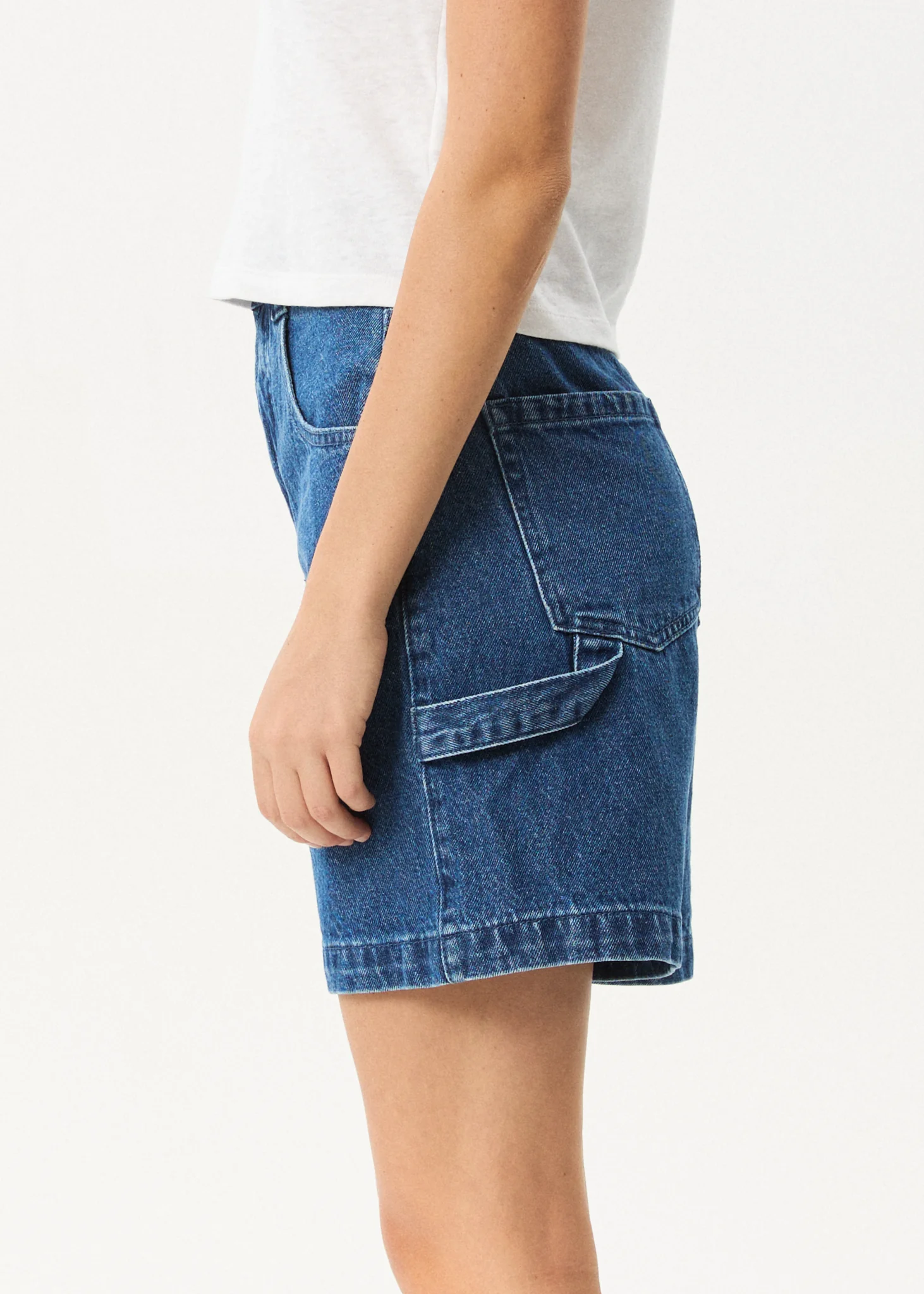 AFENDS Womens Emilie - Denim Workwear Short - Authentic Blue - Image 5