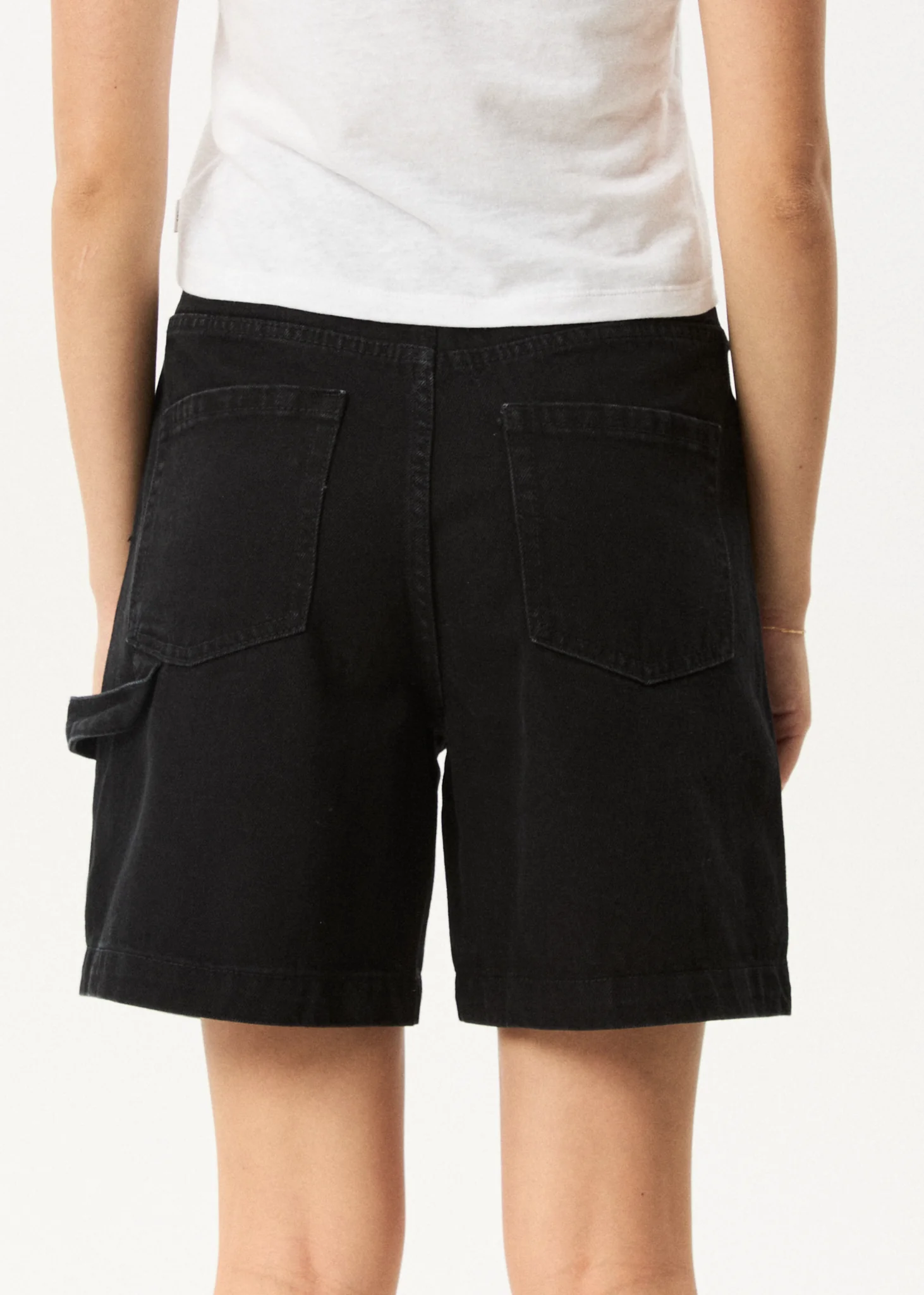 AFENDS Womens Emilie - Denim Workwear Short - Washed Black - Image 5